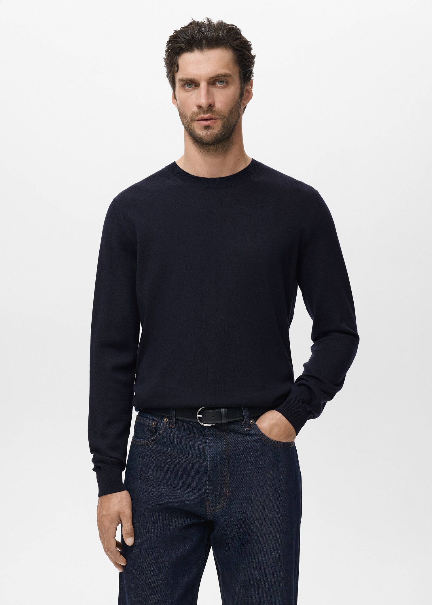 Pull-over 100 % laine col rond - Plan moyen