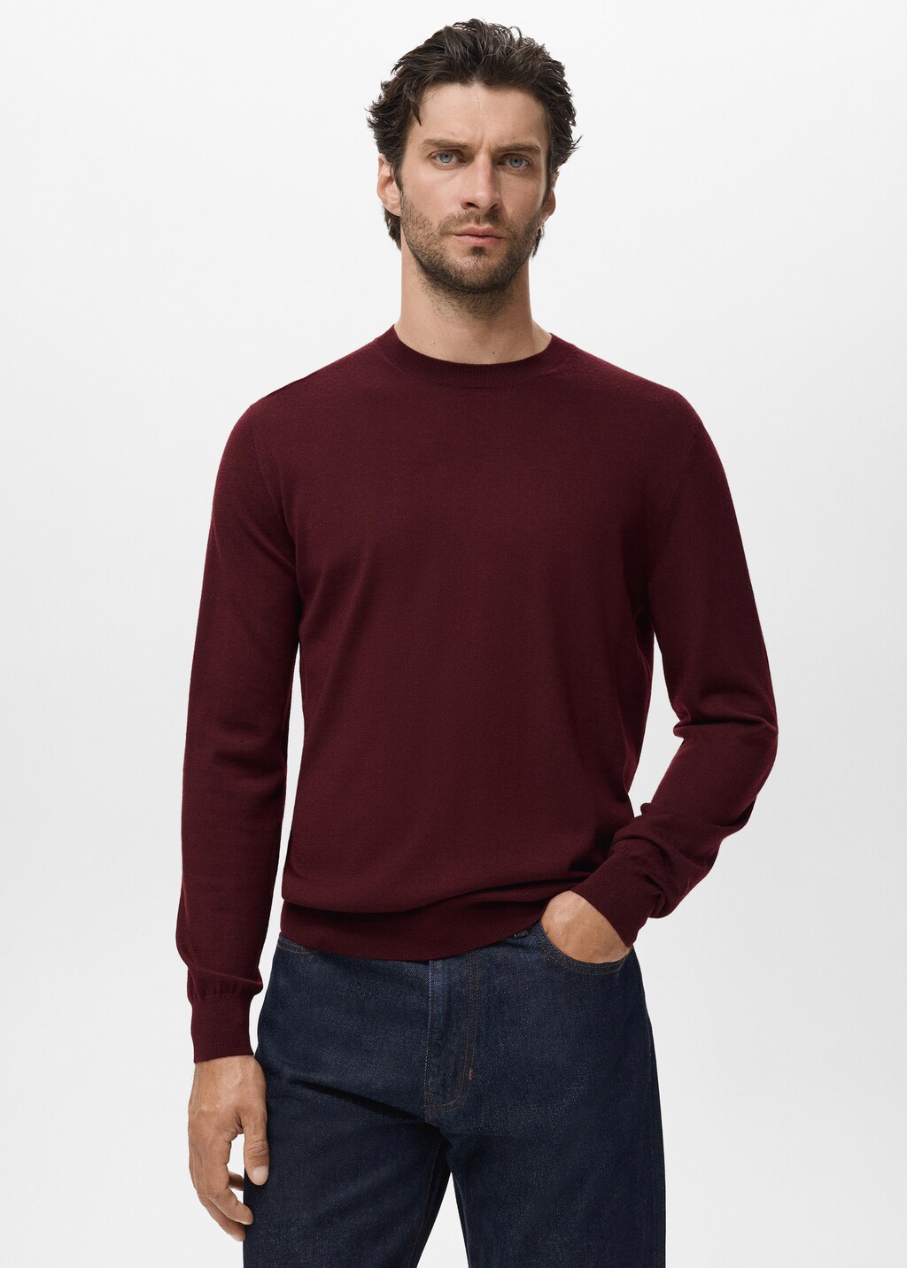 100% merino wool crew neck sweater - Men | MANGO Netherlands