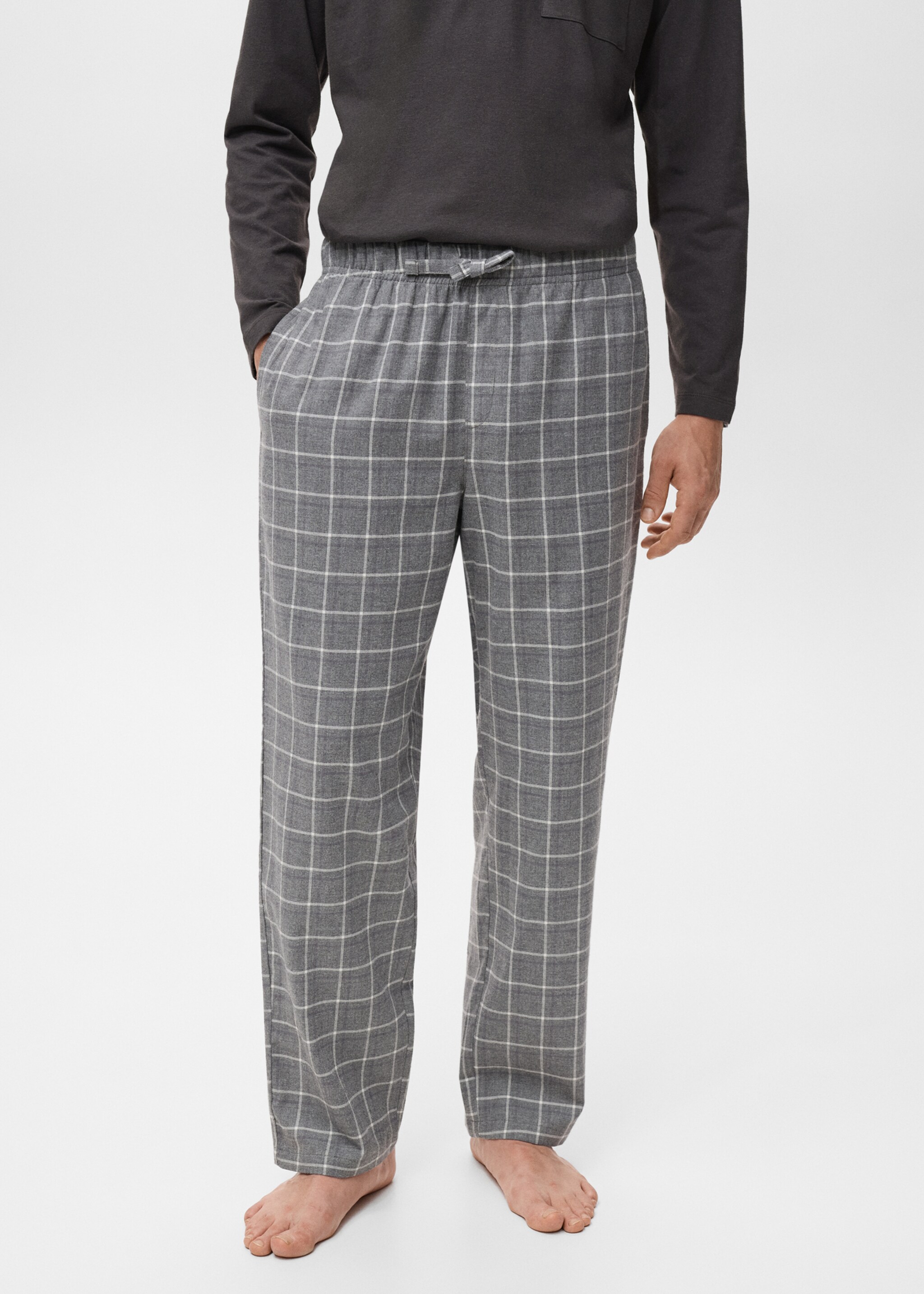 Check cotton pyjama pack - Details of the article 6, Grey. Ref: 17075973-00.