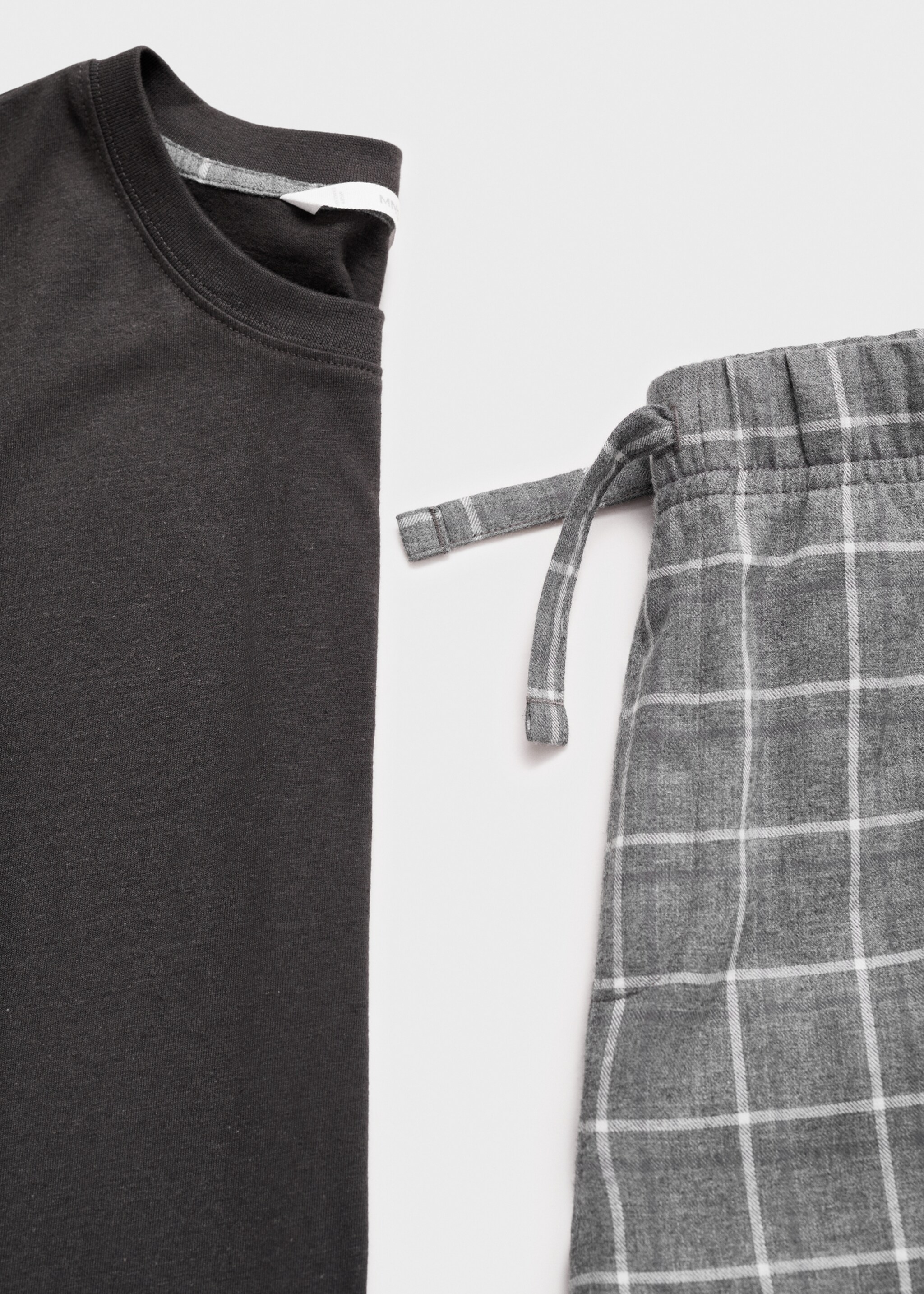 Check cotton pyjama pack - Details of the article 8, Grey. Ref: 17075973-00.