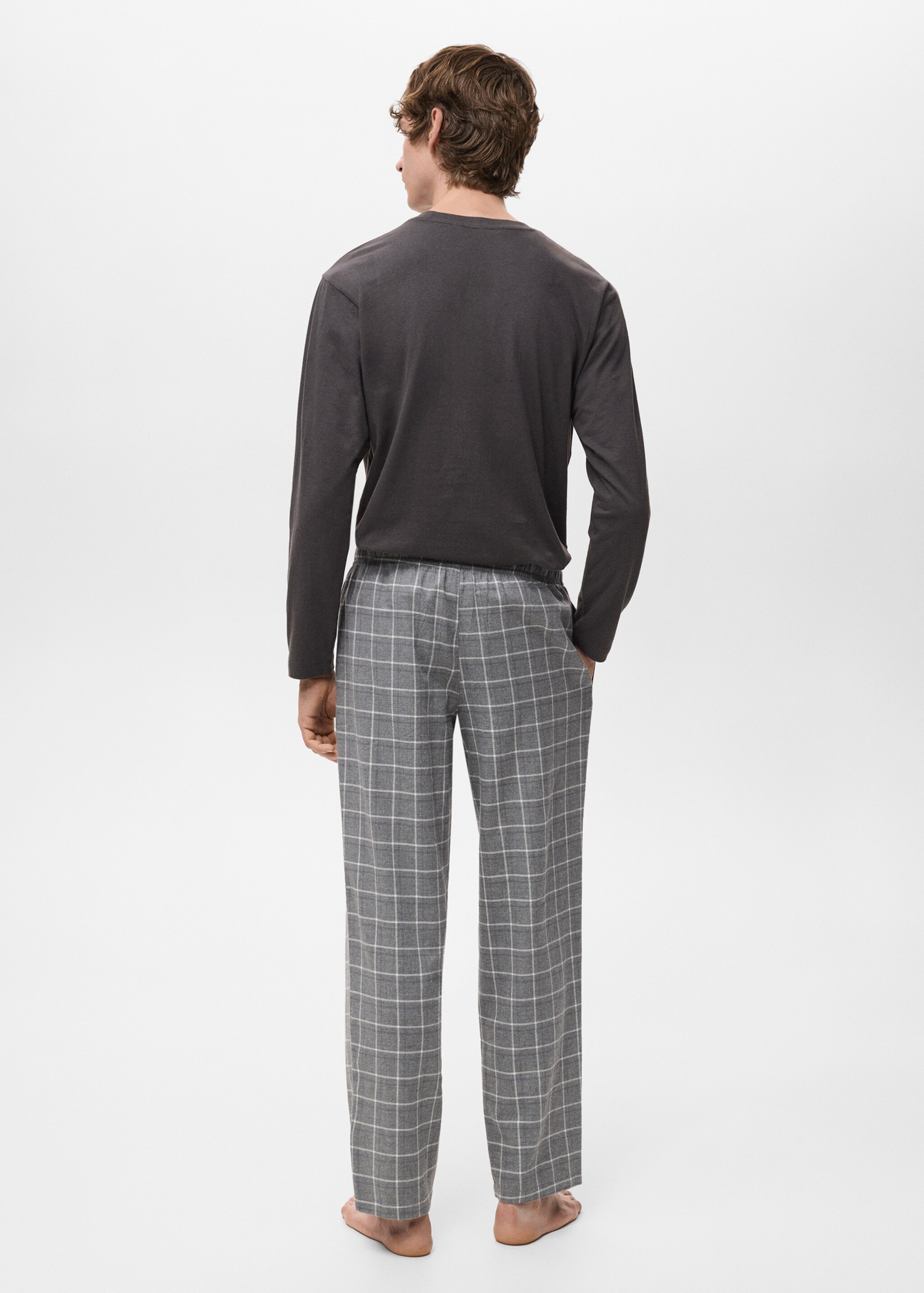 Check cotton pyjama pack - Reverse of the article, Grey. Ref: 17075973-00.