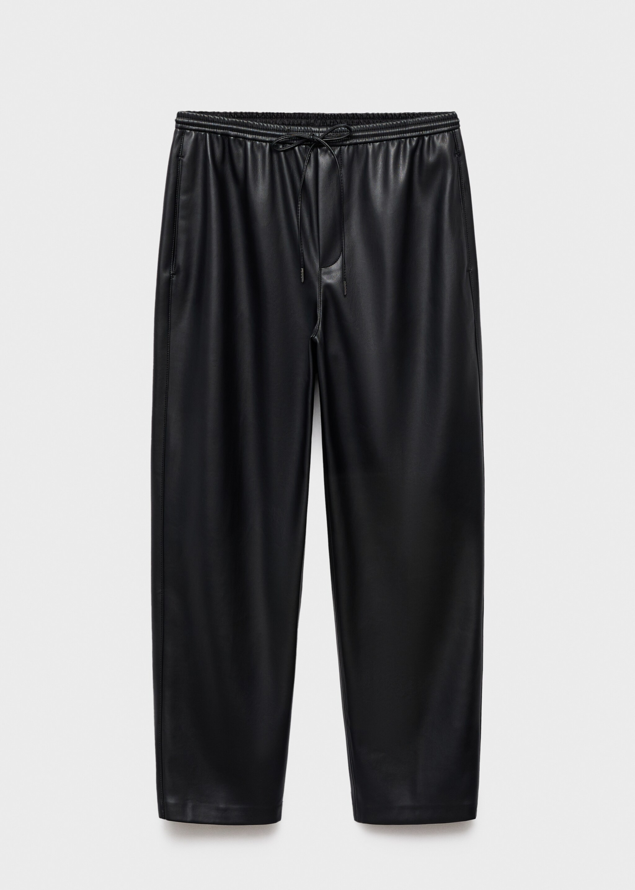 Leather-effect elastic waist trousers - Article without model, Black. Ref: 17075974-00.