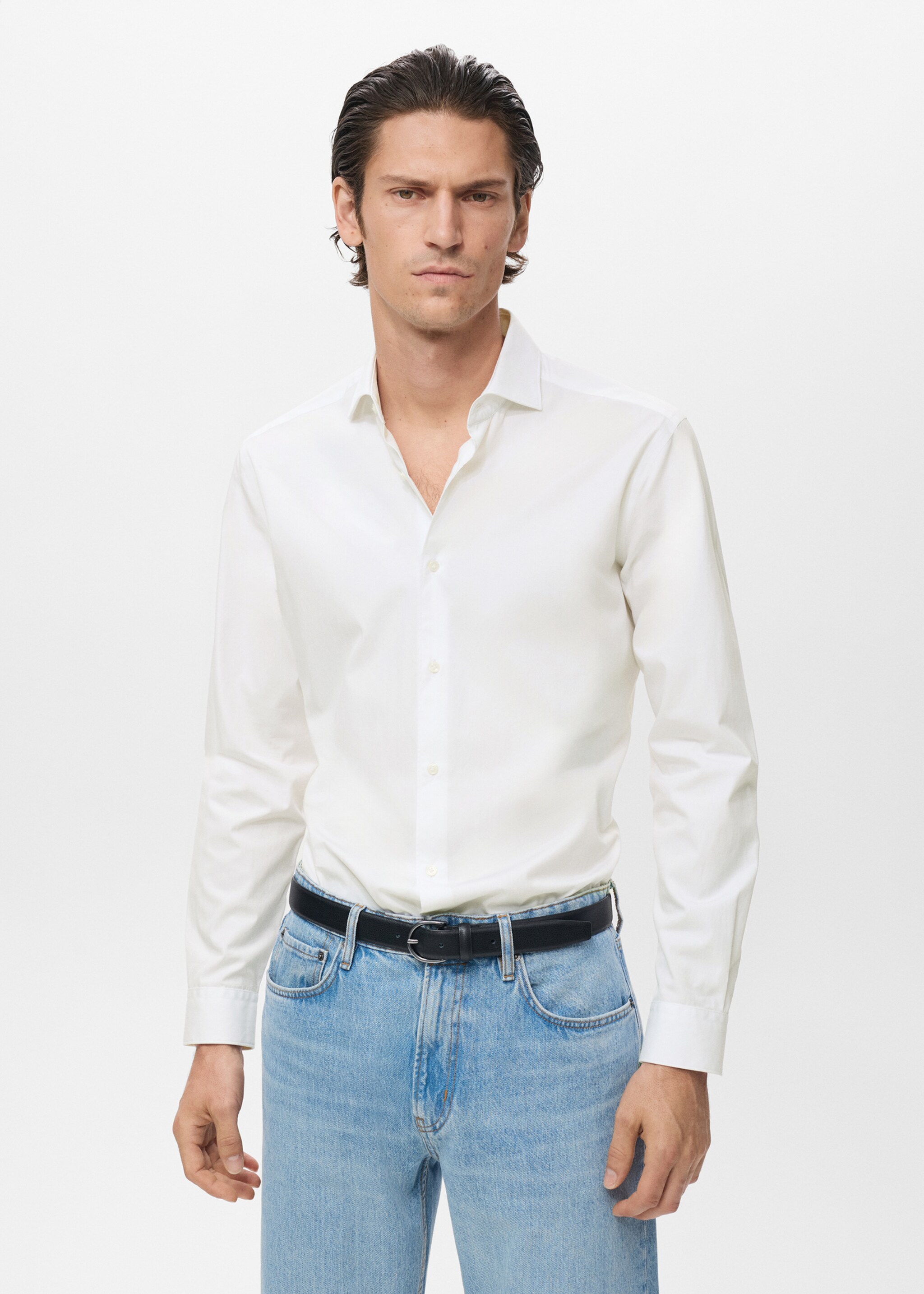 Regular-fit overhemd 100% katoen - Middenvlak, Wit. Ref: 17075979-00.