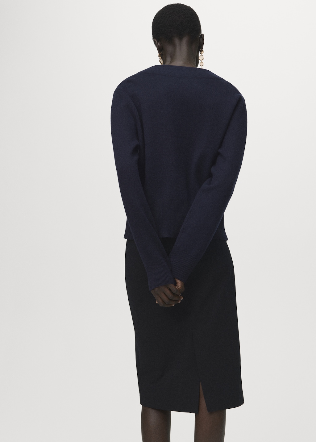 Mango Cross-over cardigan with jewel button