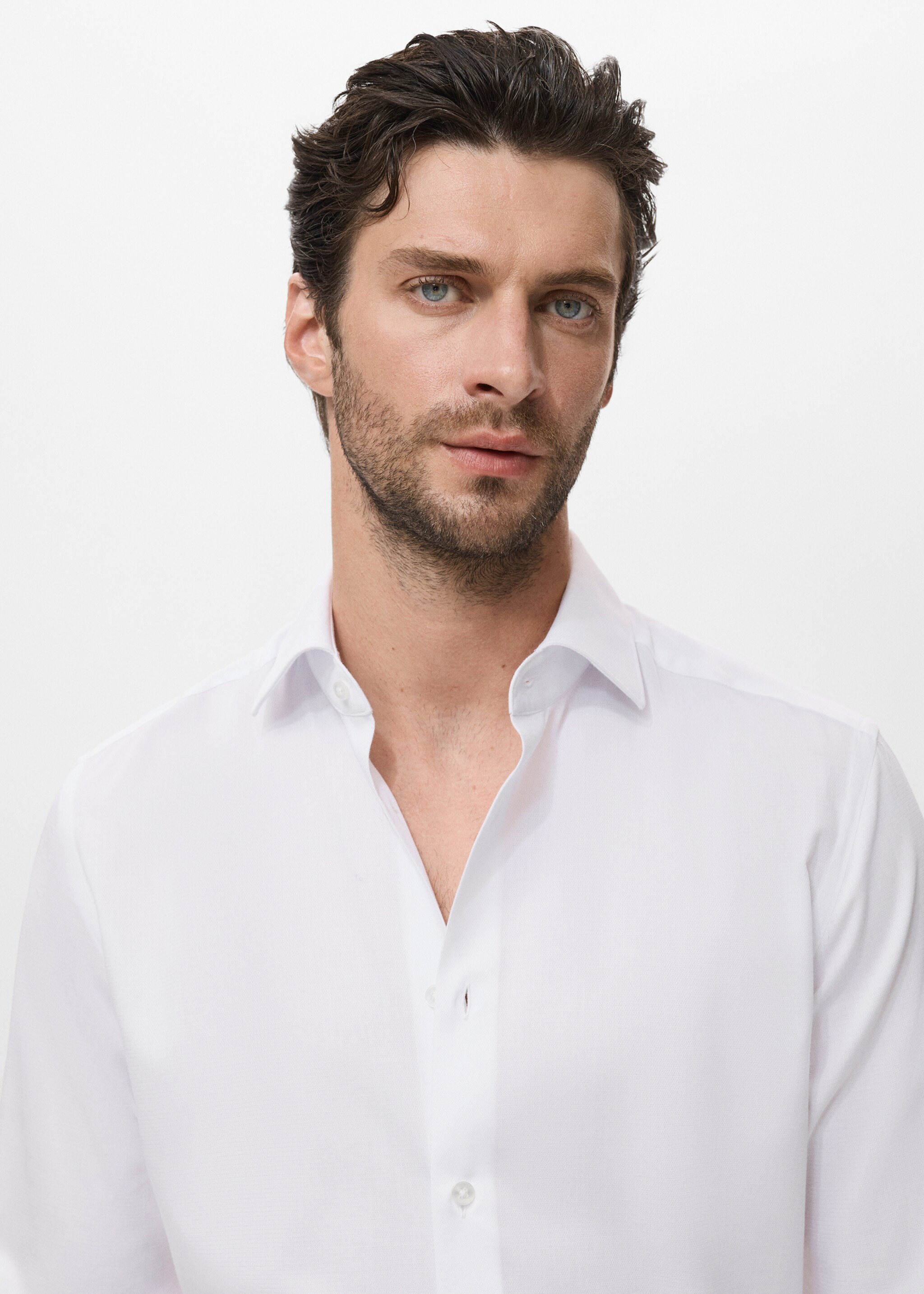 Camisa algodón slim fit - Detalle del artículo 1, Blanco. Ref: 17075984-00.