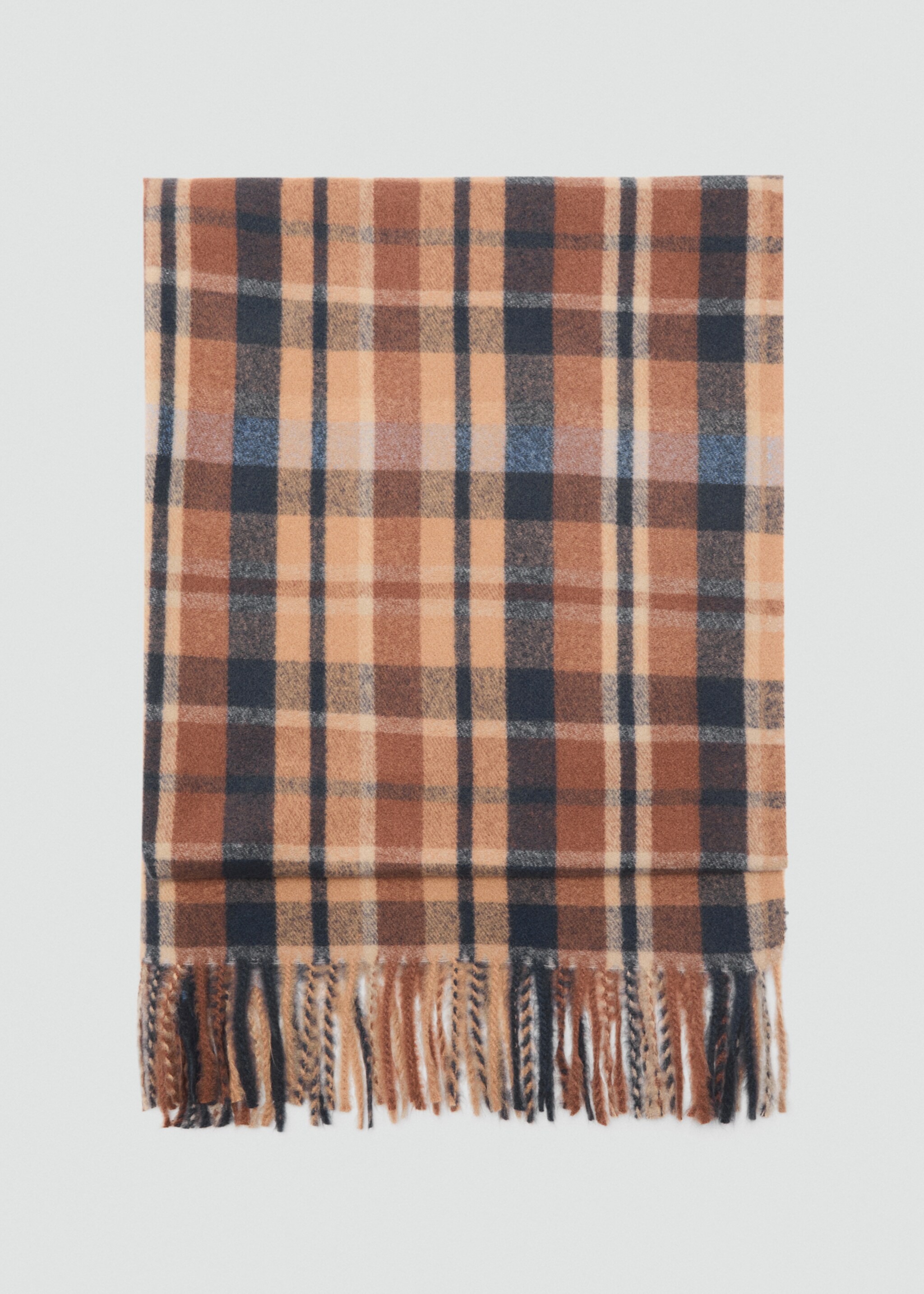 Check scarf with fringed ends - Article sans modèle, Marron. Ref: 17075988-00.