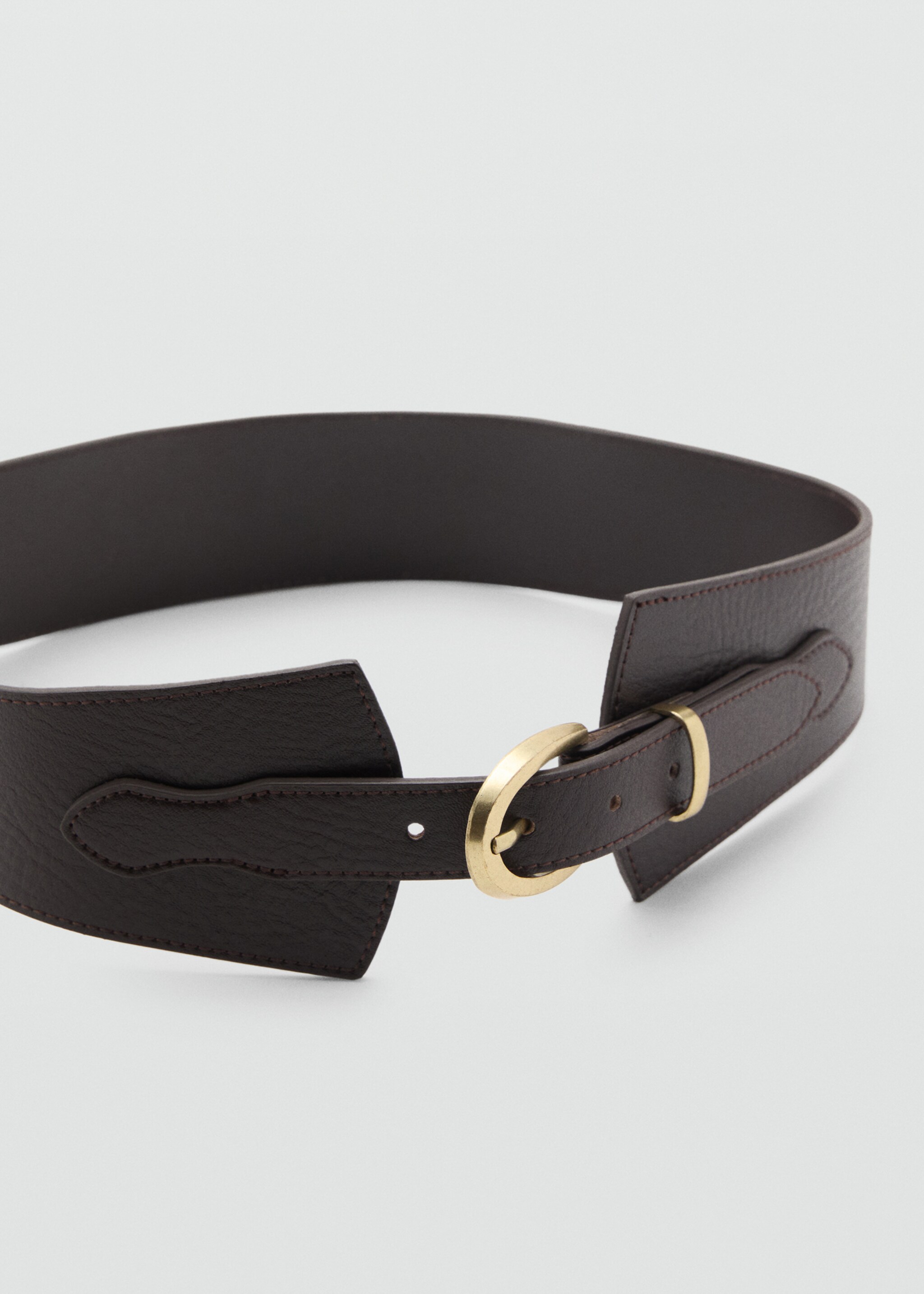 Leather obi belt - Medium plane, Chocolate. Ref: 17075990-00.