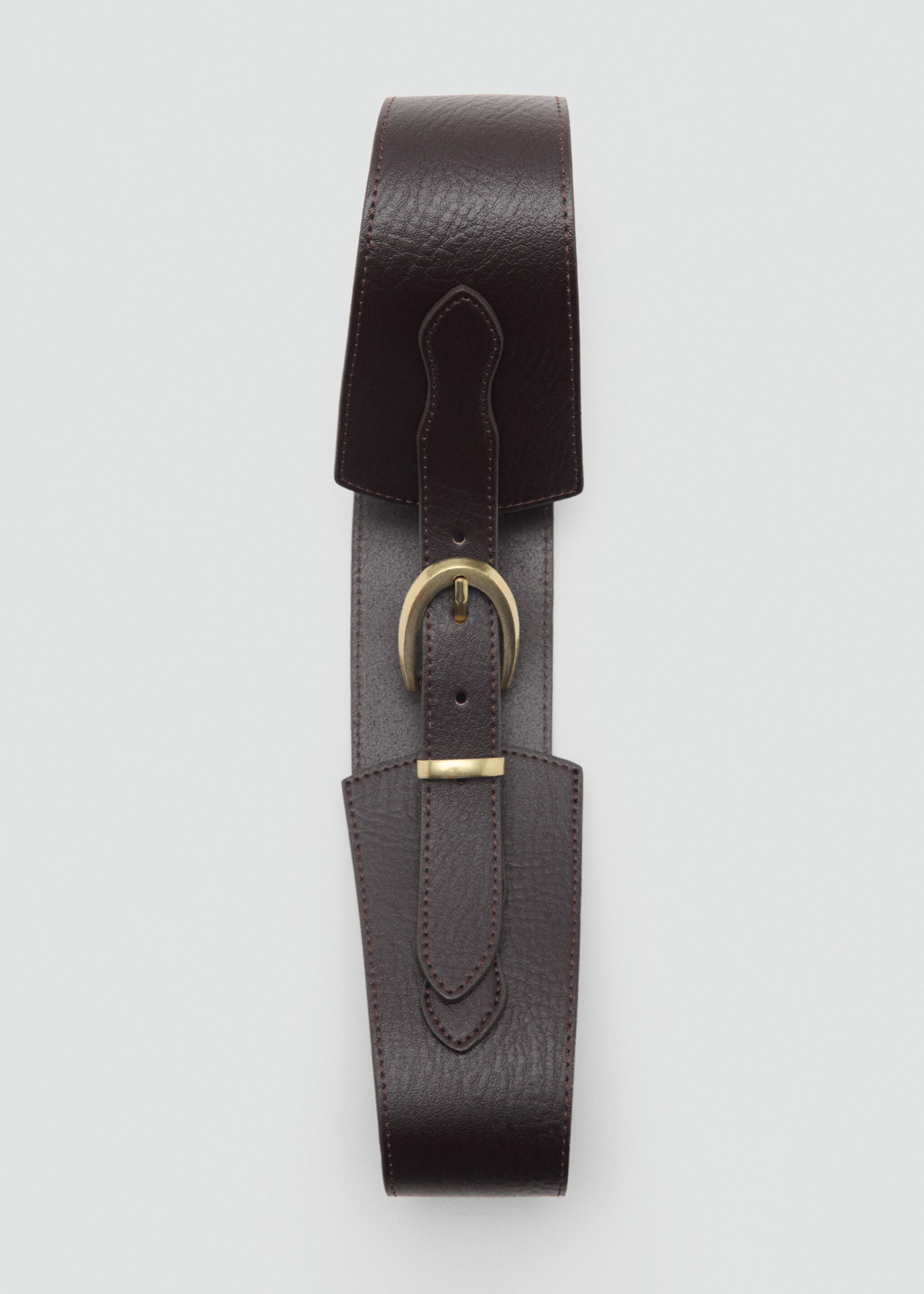 Leather obi belt - Details of the article 2, Chocolate. Ref: 17075990-00.