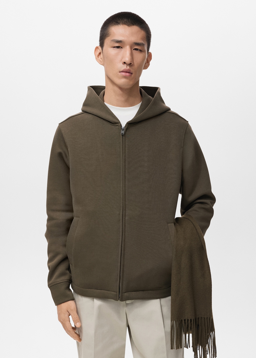 Zip-up hoodie - Men | MANGO USA