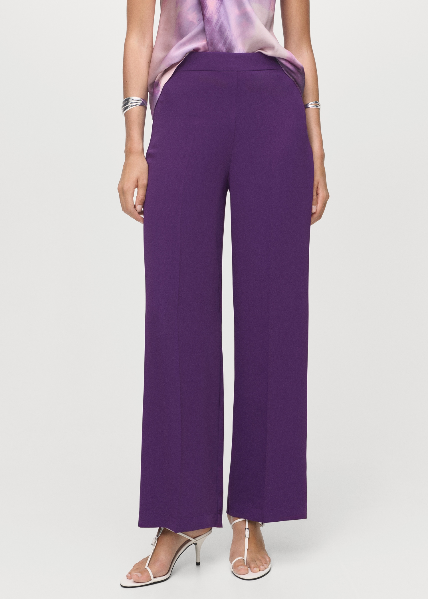 High-waist straight trousers - Medium plane