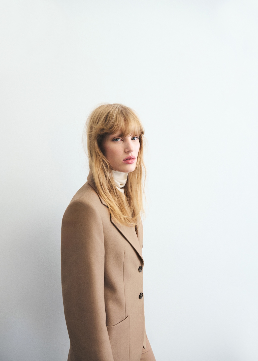 Wool-blend suit blazer with pockets