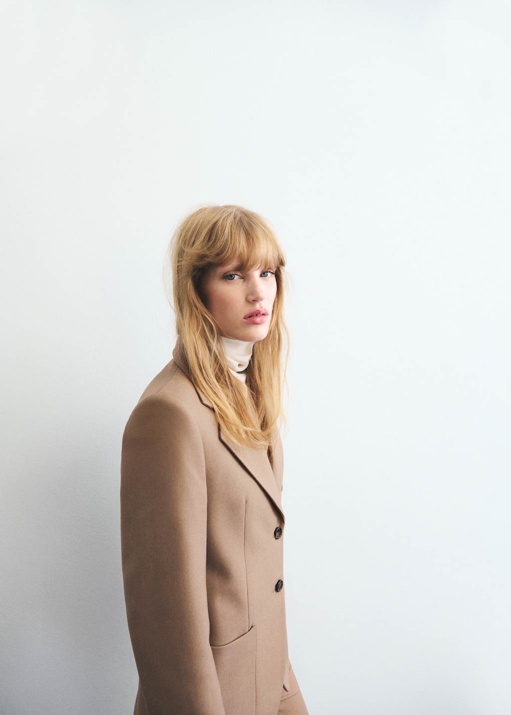 Wool-blend suit blazer with pockets