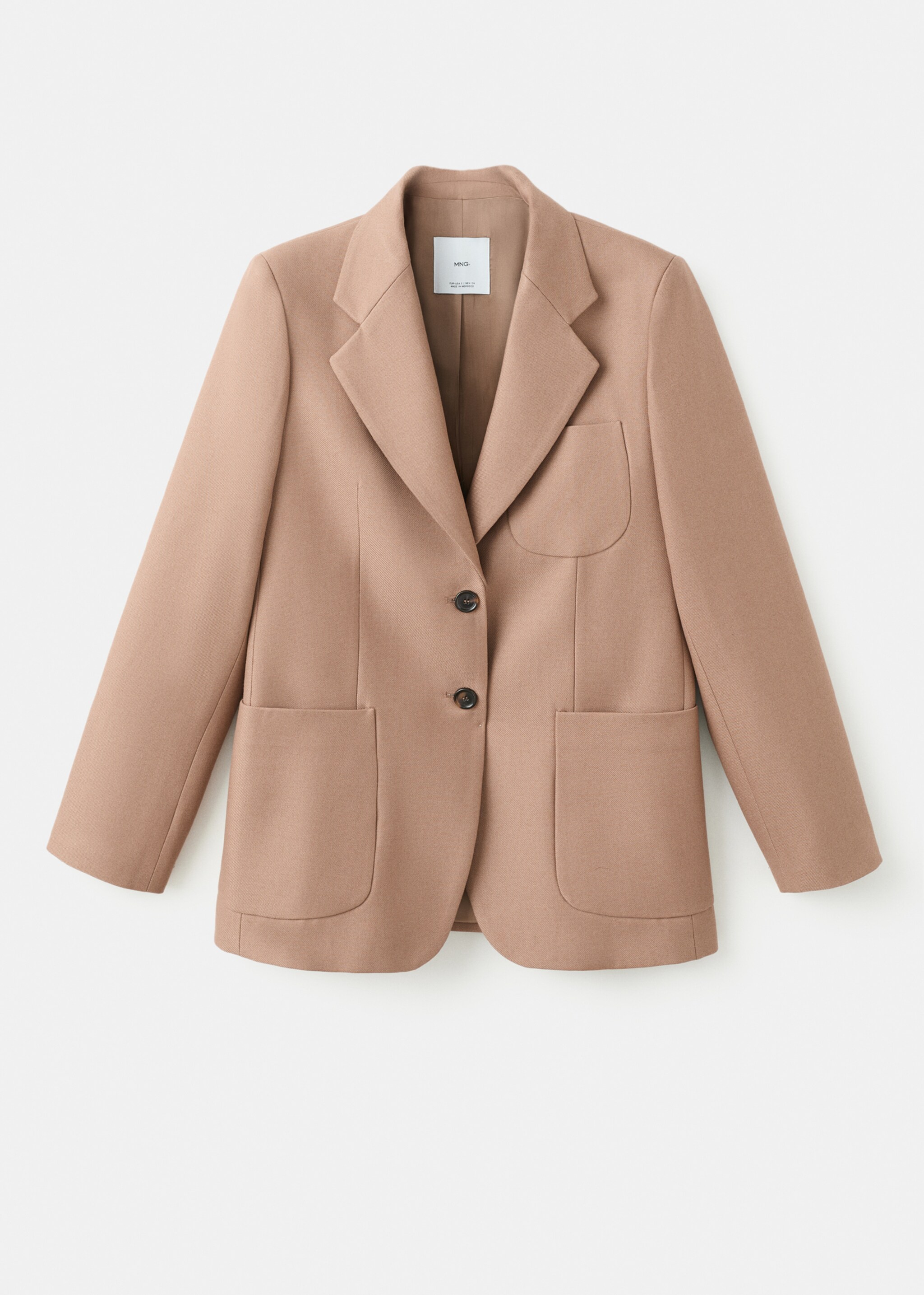 Wool-blend jacket with pockets - Article without model, Medium Brown. Ref: 17076003-00.