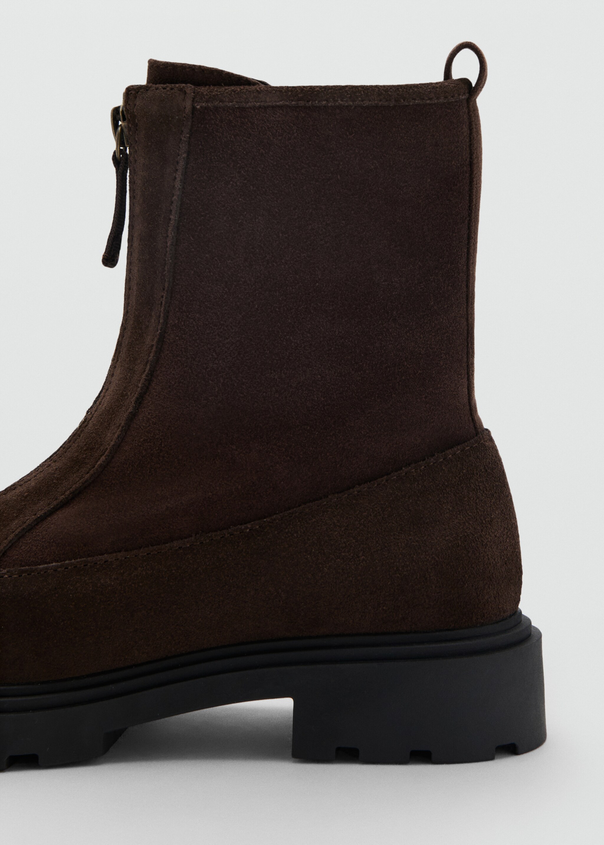 Zipped leather ankle boots - Details of the article 1, Chocolate. Ref: 17076326-00.