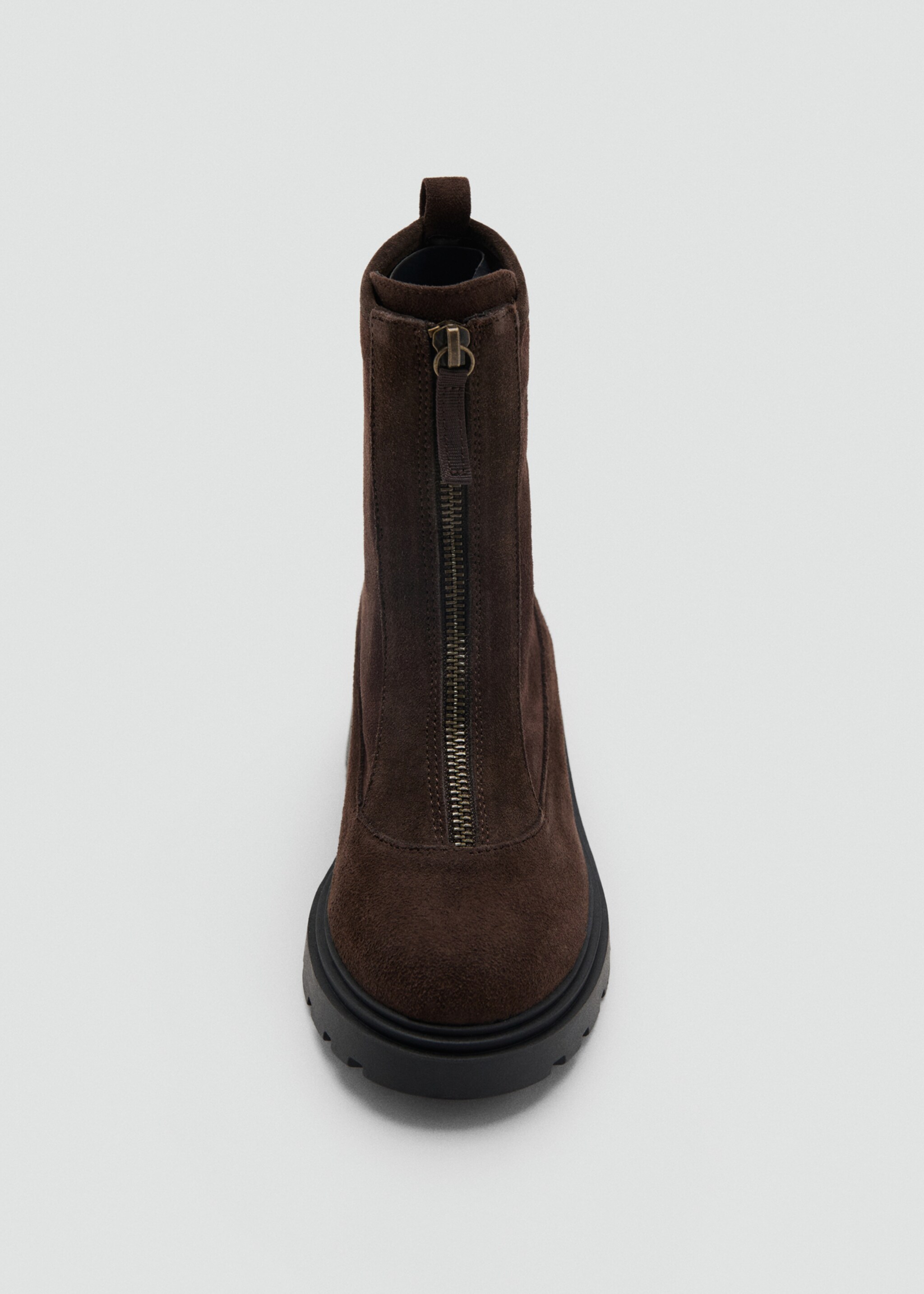 Zipped leather ankle boots - Details of the article 2, Chocolate. Ref: 17076326-00.