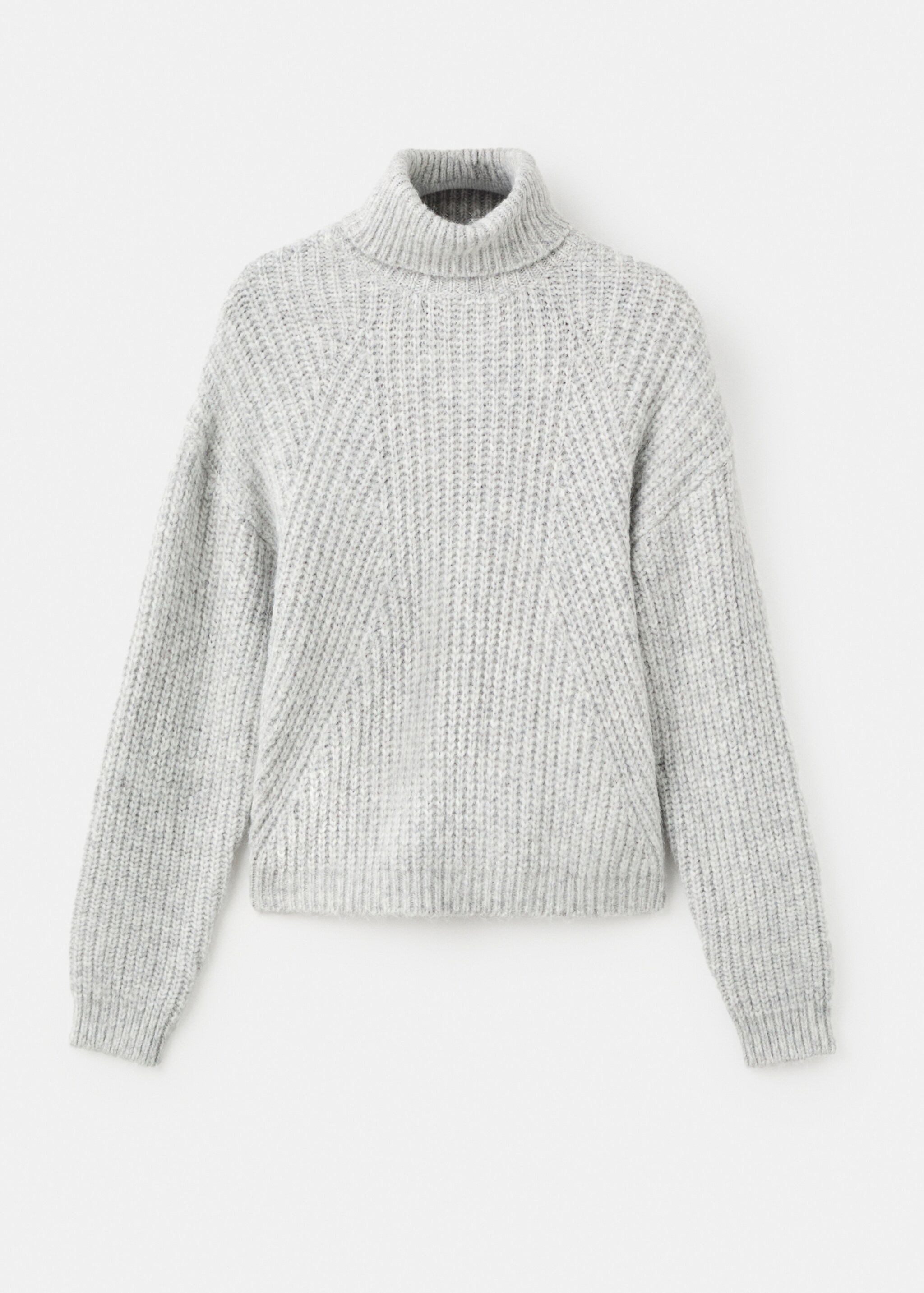 Turtleneck knit sweater - Article without model, Light Heather Grey. Ref: 17076328-00.
