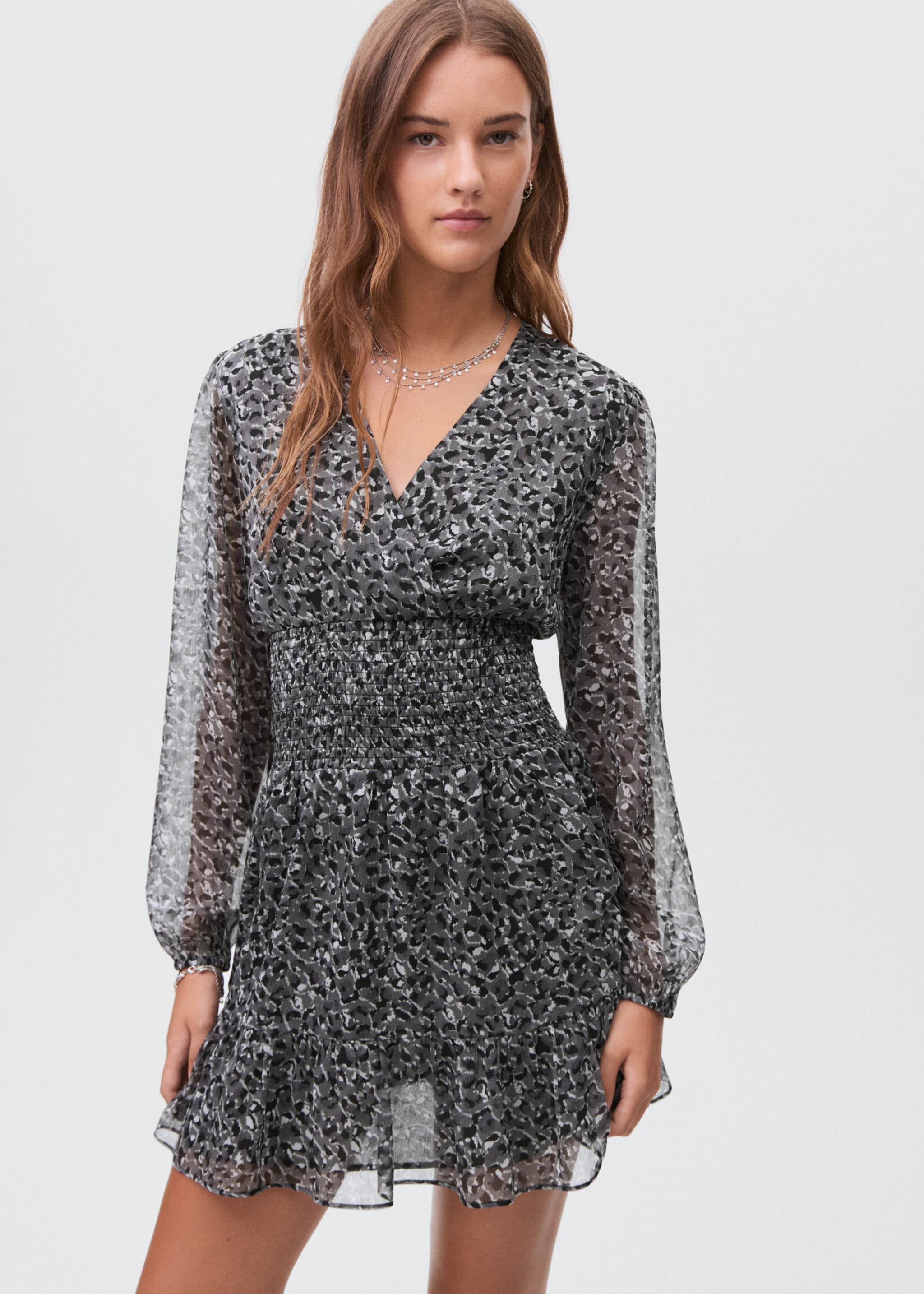 Ruffled leopard ledress - Medium plane, Grey. Ref: 17076332-00.