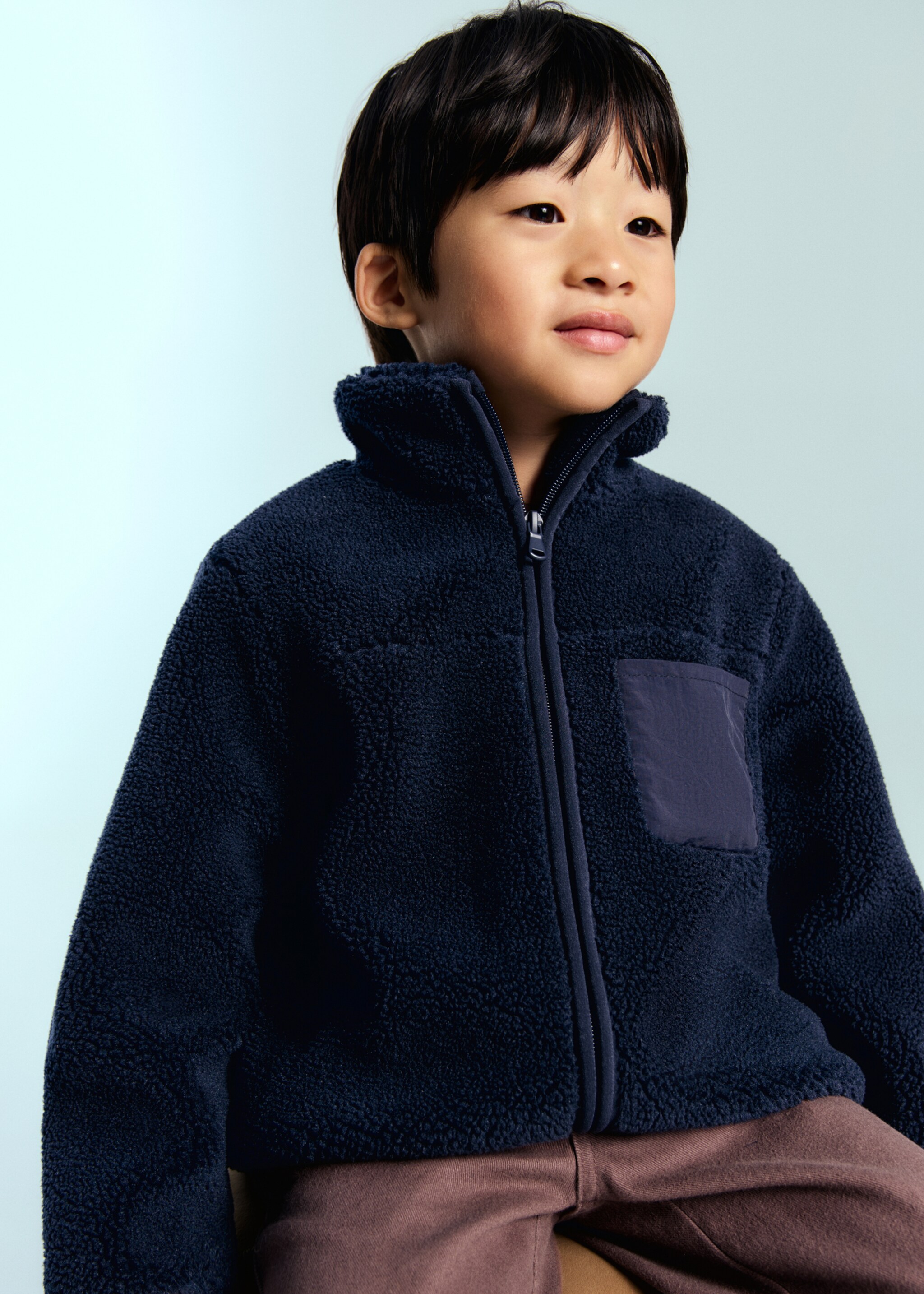 Chaqueta tejido polar - Plano medio, Azul marino. Ref: 17076333-00.