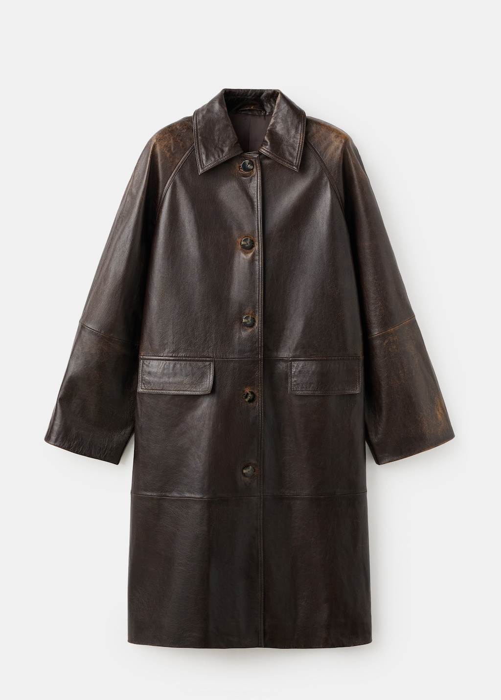 Mango 100% leather full-length coat