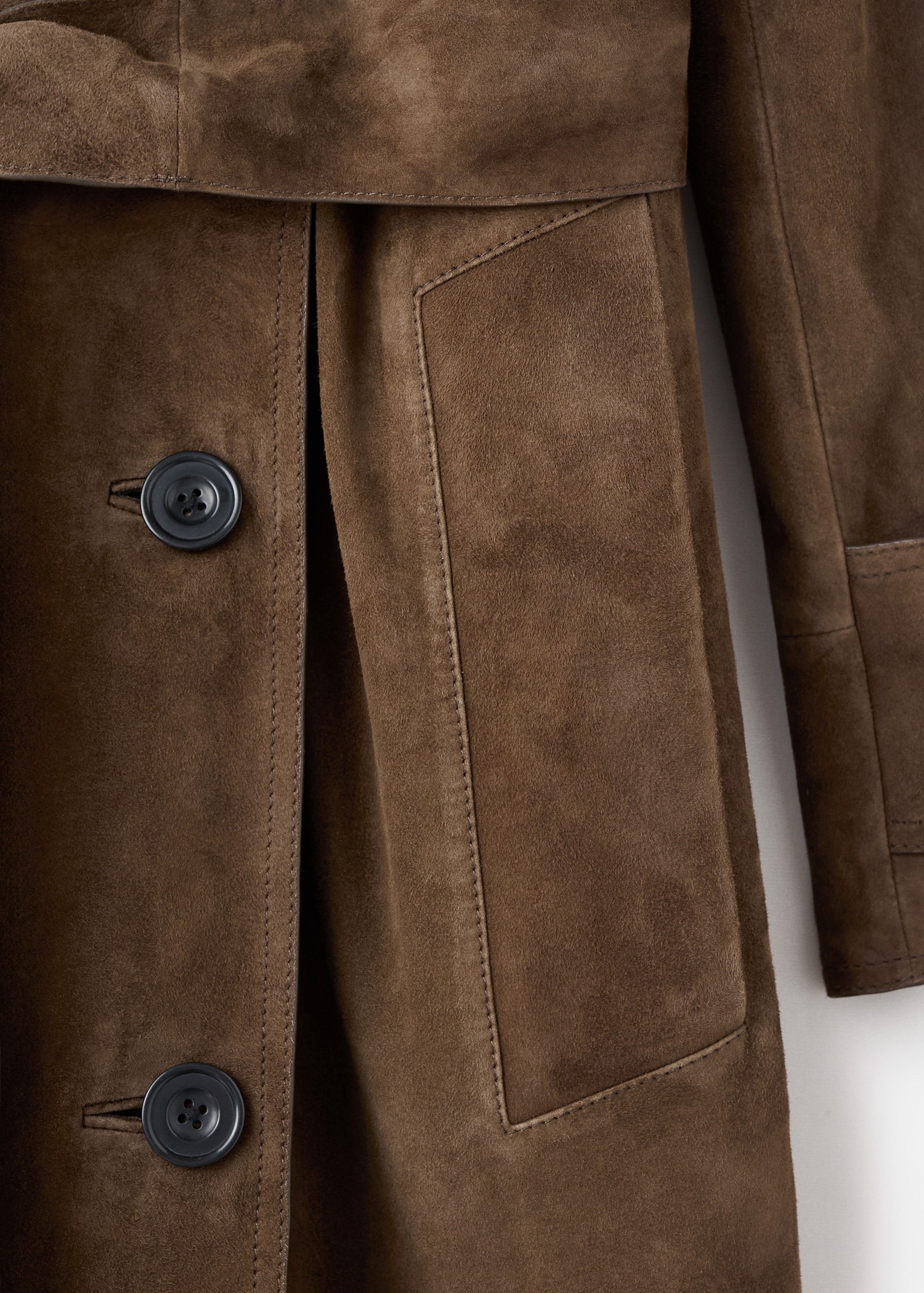 100% suede double-breasted trench coat - Details of the article 0