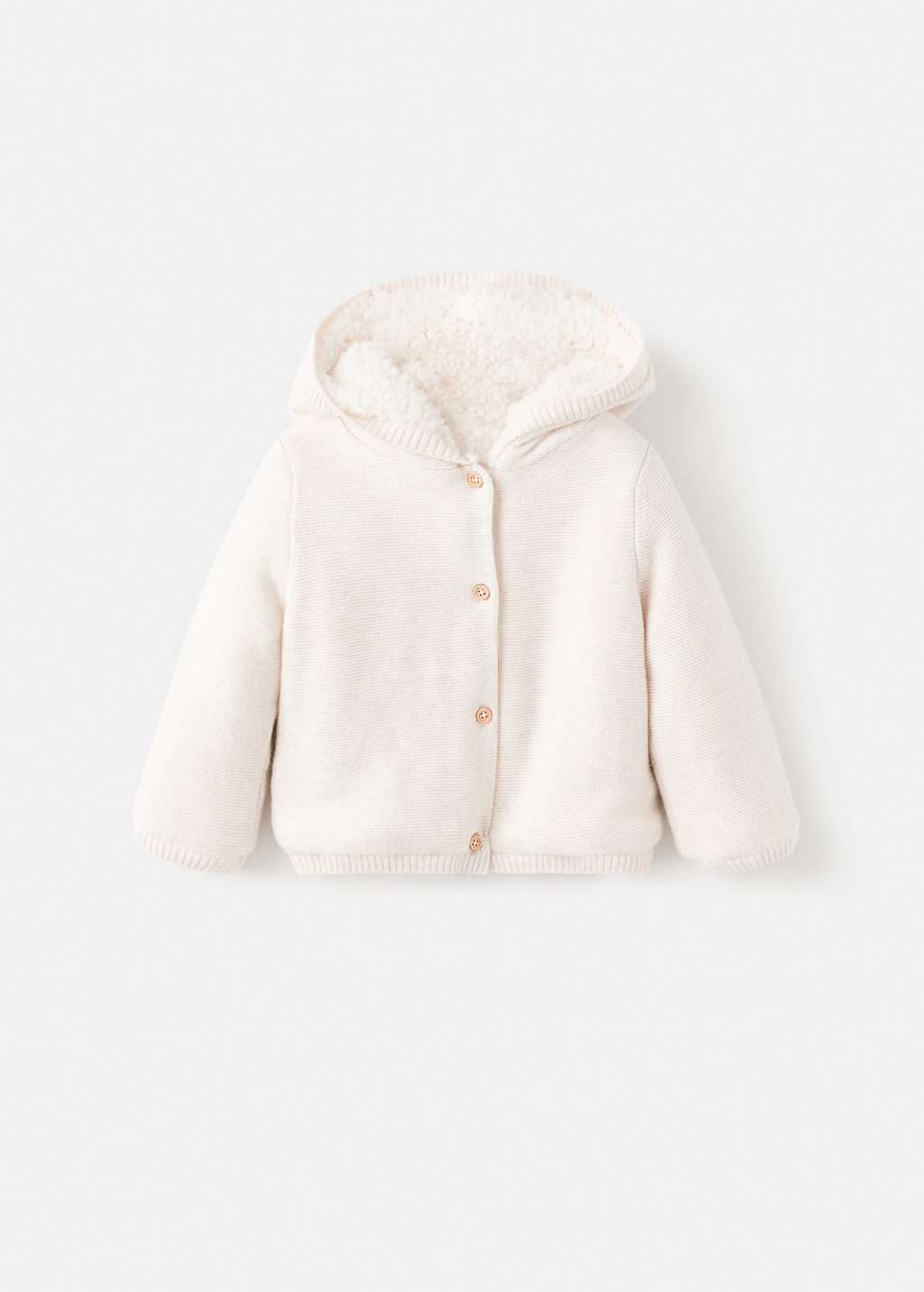 Knit cardigan with fleece lining