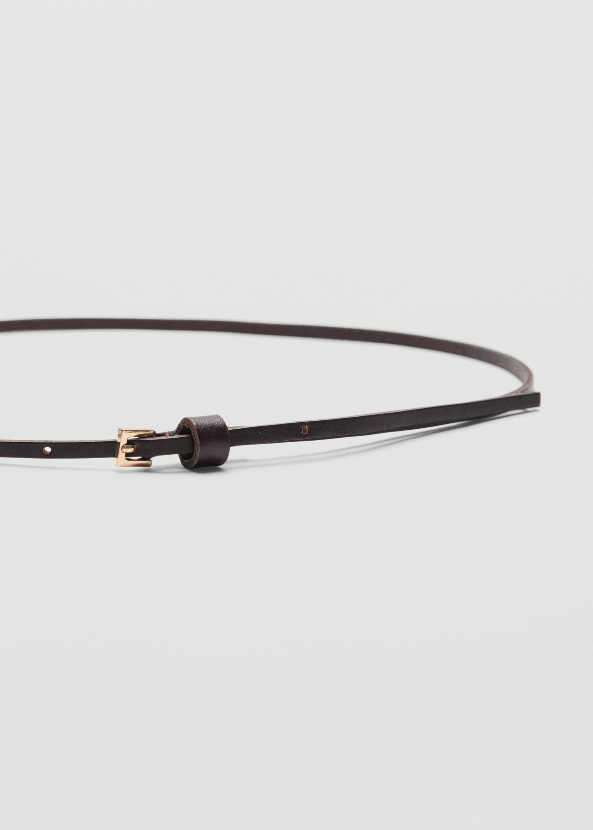 Leather mini-belt - Medium plane, Chocolate. Ref: 17076353-00.