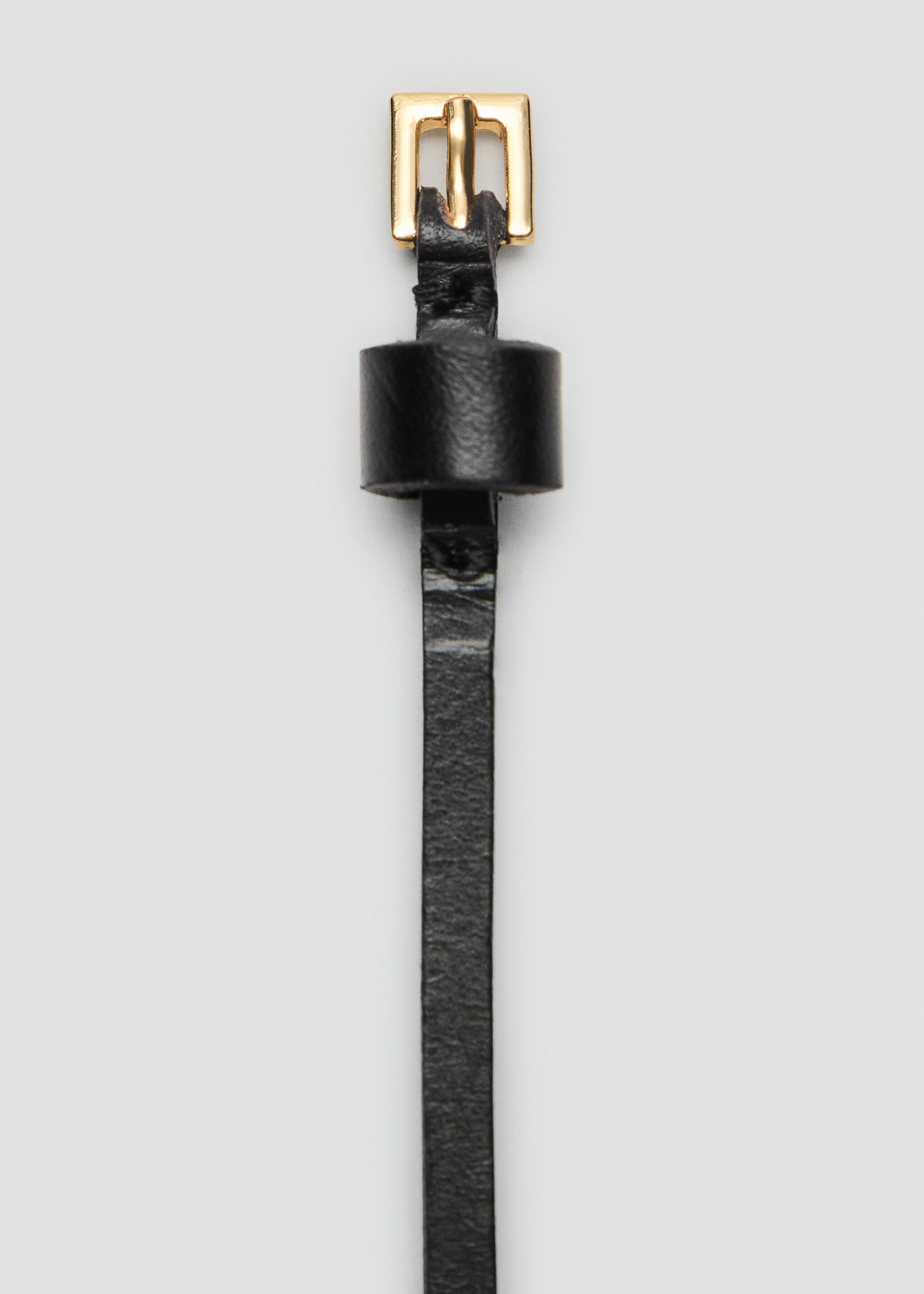 Leather mini-belt - Details of the article 2, Black. Ref: 17076353-00.