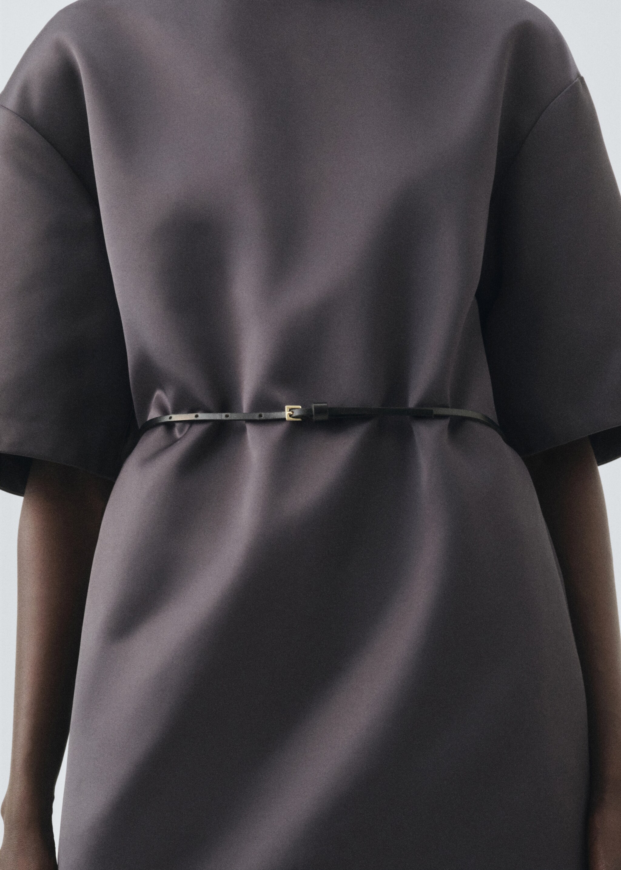 Leather mini-belt - Details of the article 9, Black. Ref: 17076353-00.