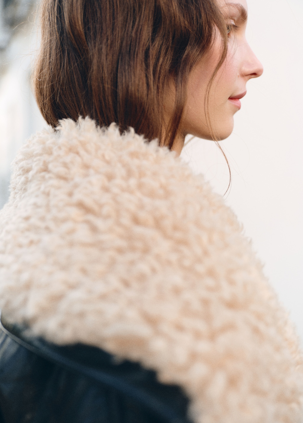 Faux-effect jacket with shearling collar