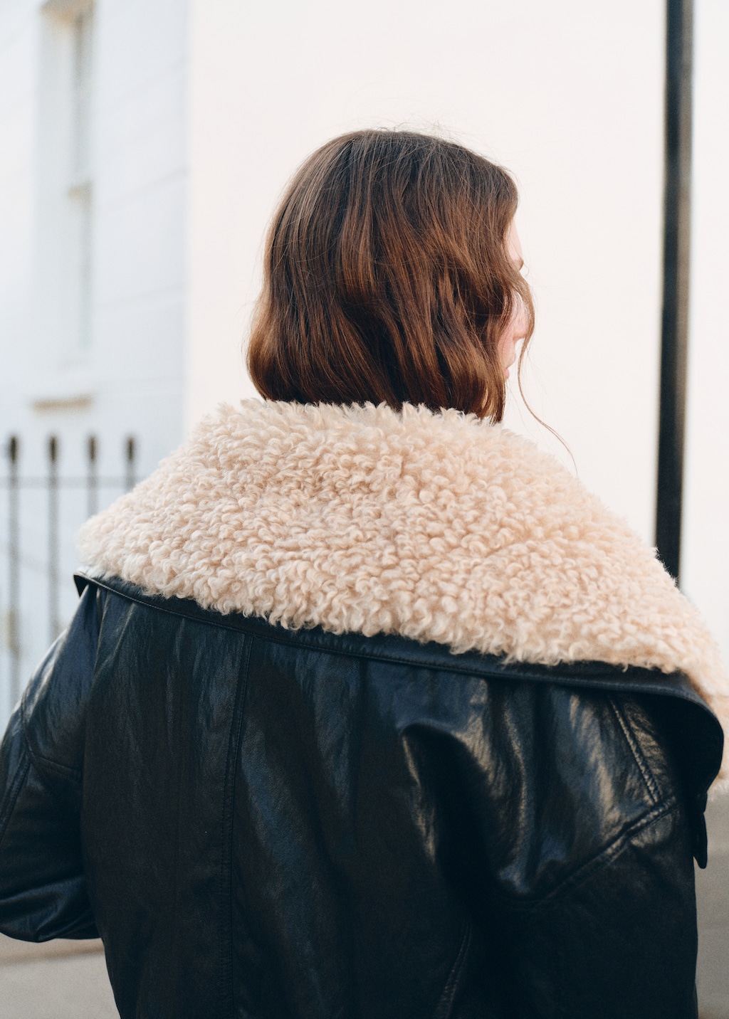 Faux-effect jacket with shearling collar