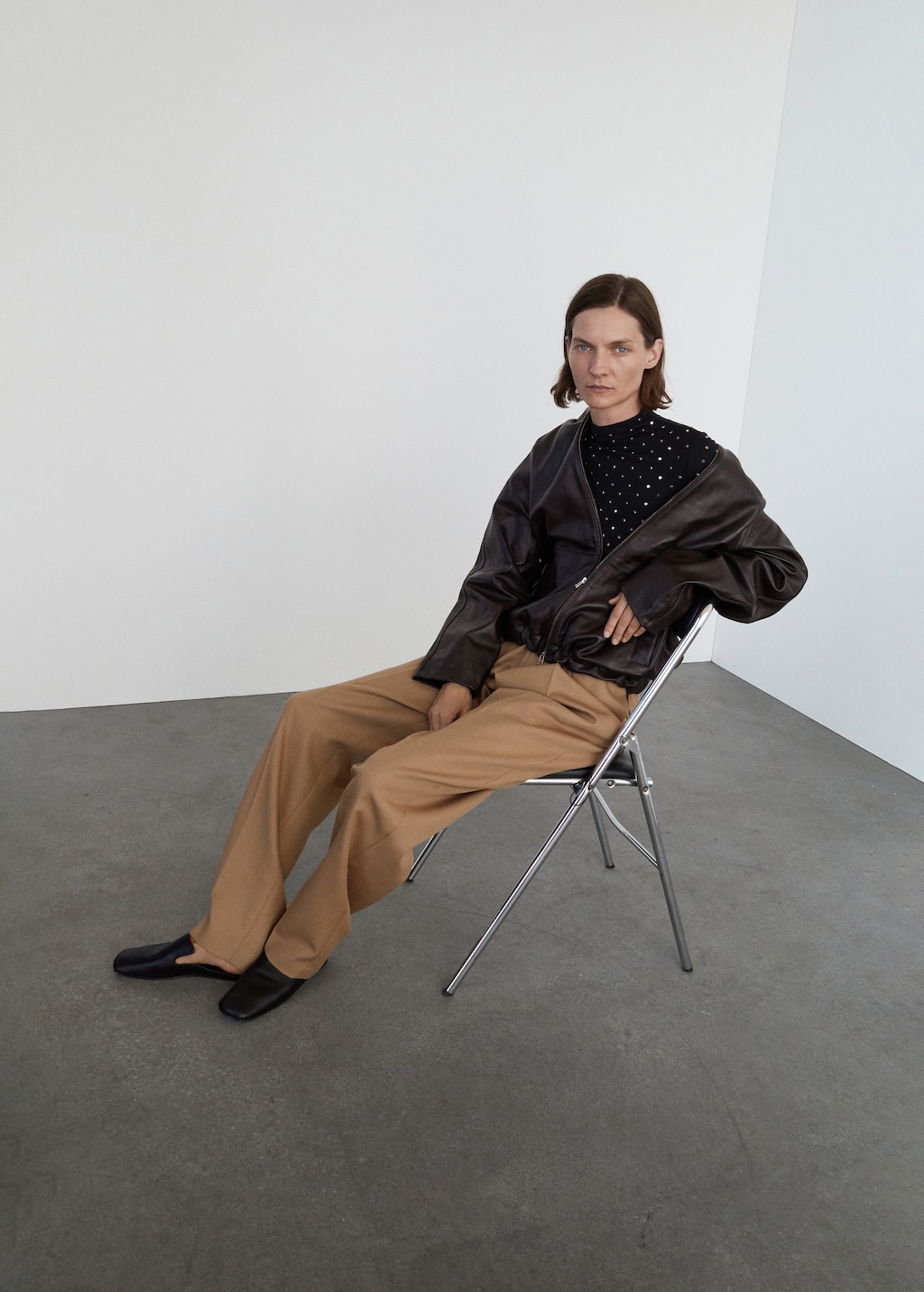 Mango 100% leather jacket with hood