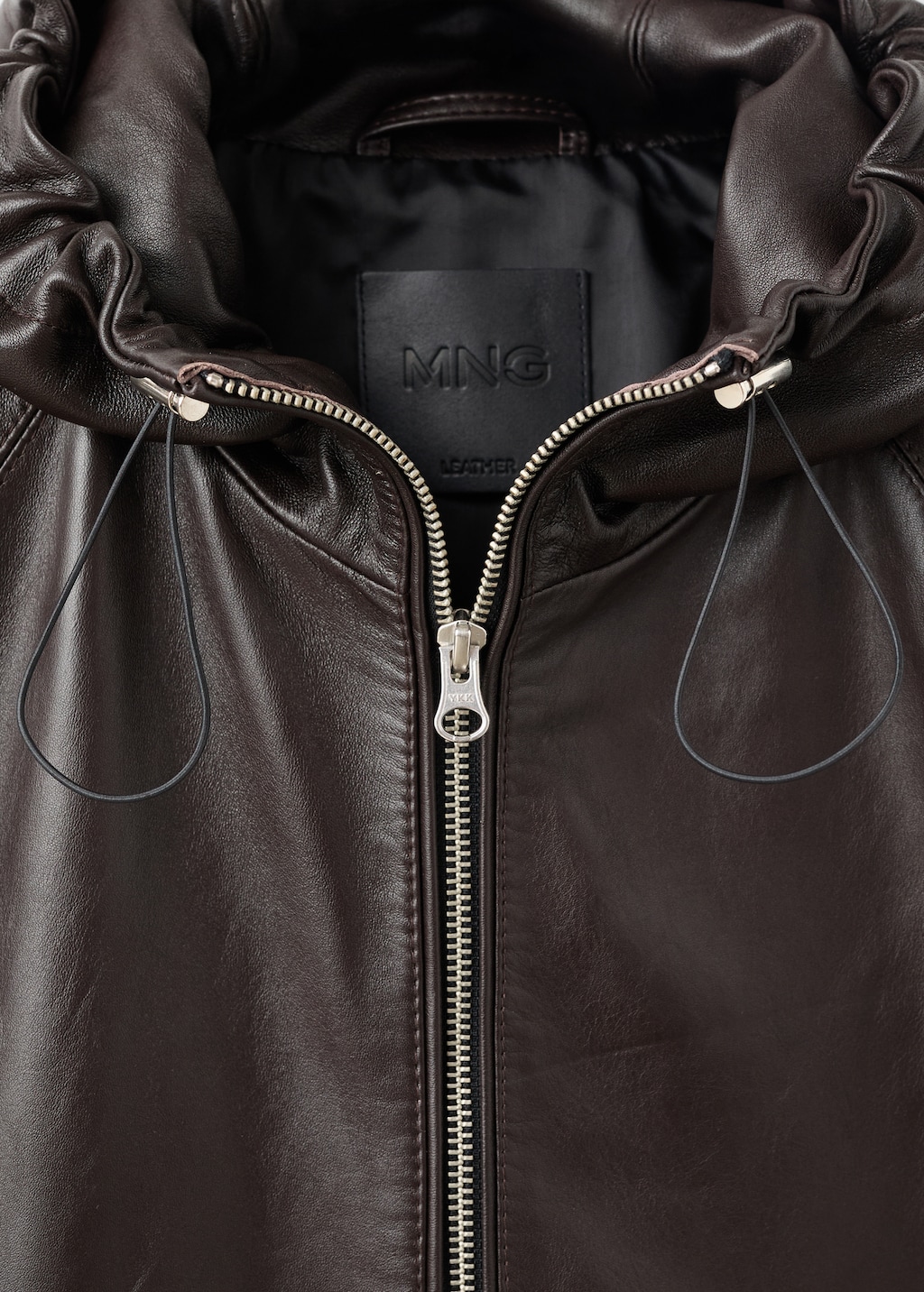 100% leather jacket with hood