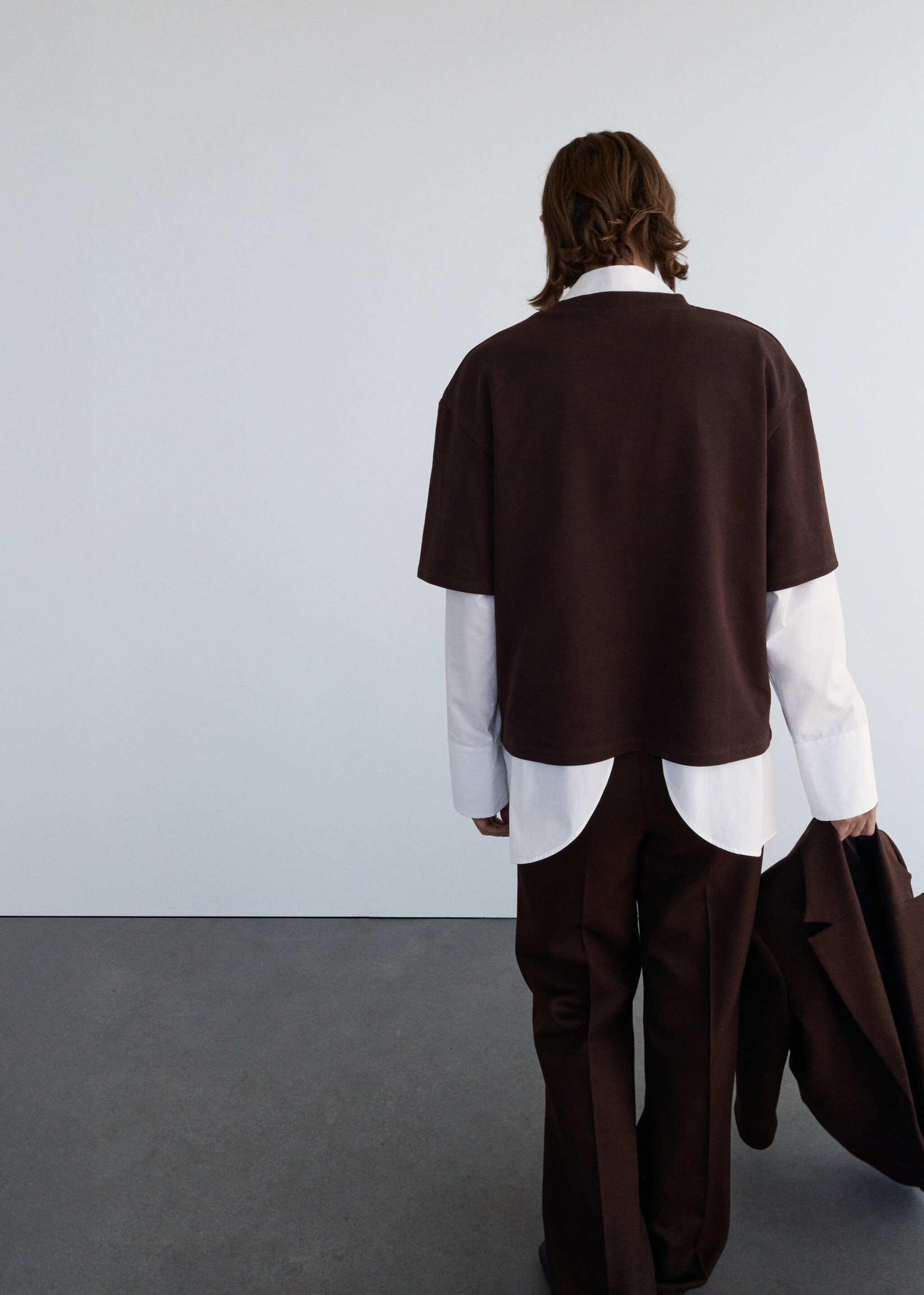 T-shirt en coton oversize - Verso de l’article, Marron. Ref: 17076358-00.