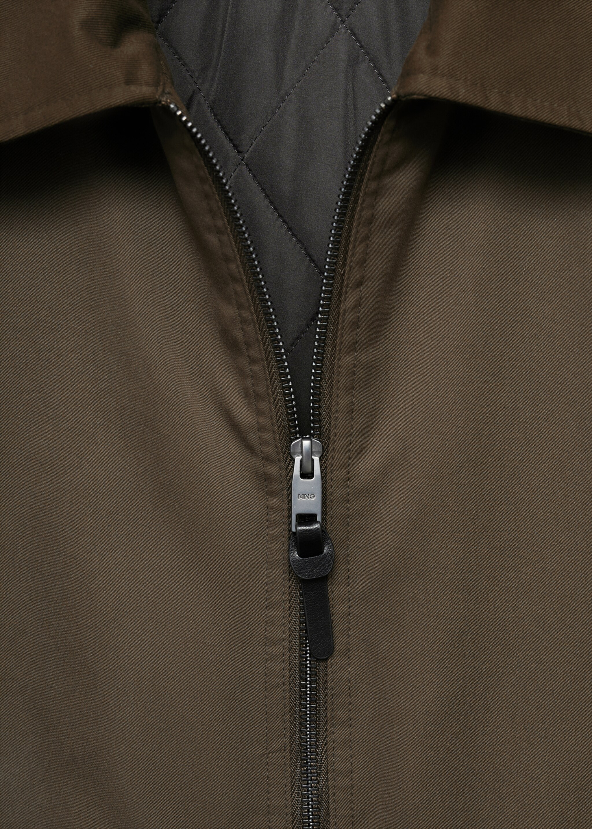 Cotton quilted jacket - Details of the article 8, Olive Green. Ref: 17076720-00.