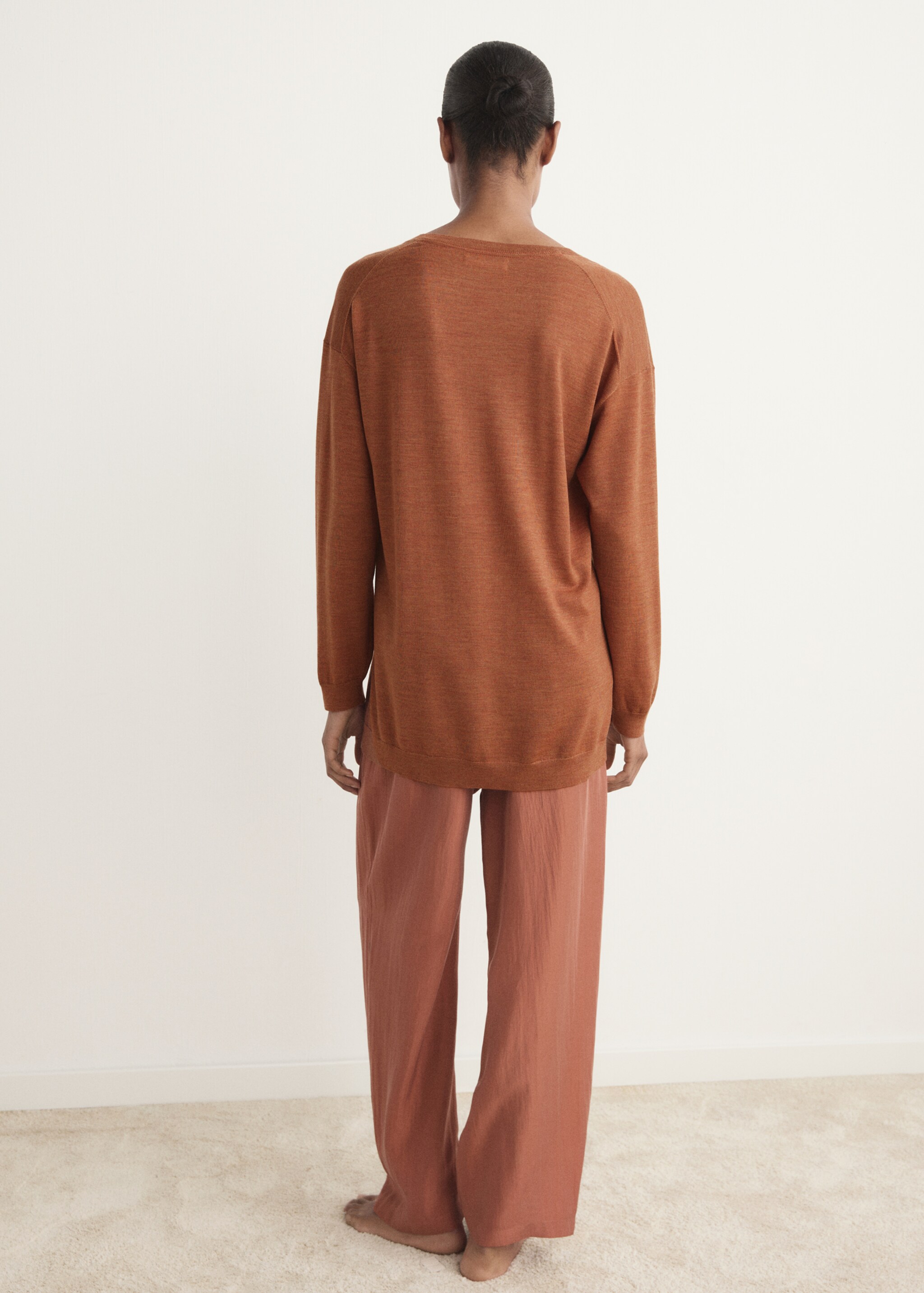 Camisola de pijama de lã - Verso do artigo, Laranja-torrado. Ref: 17076722-00.