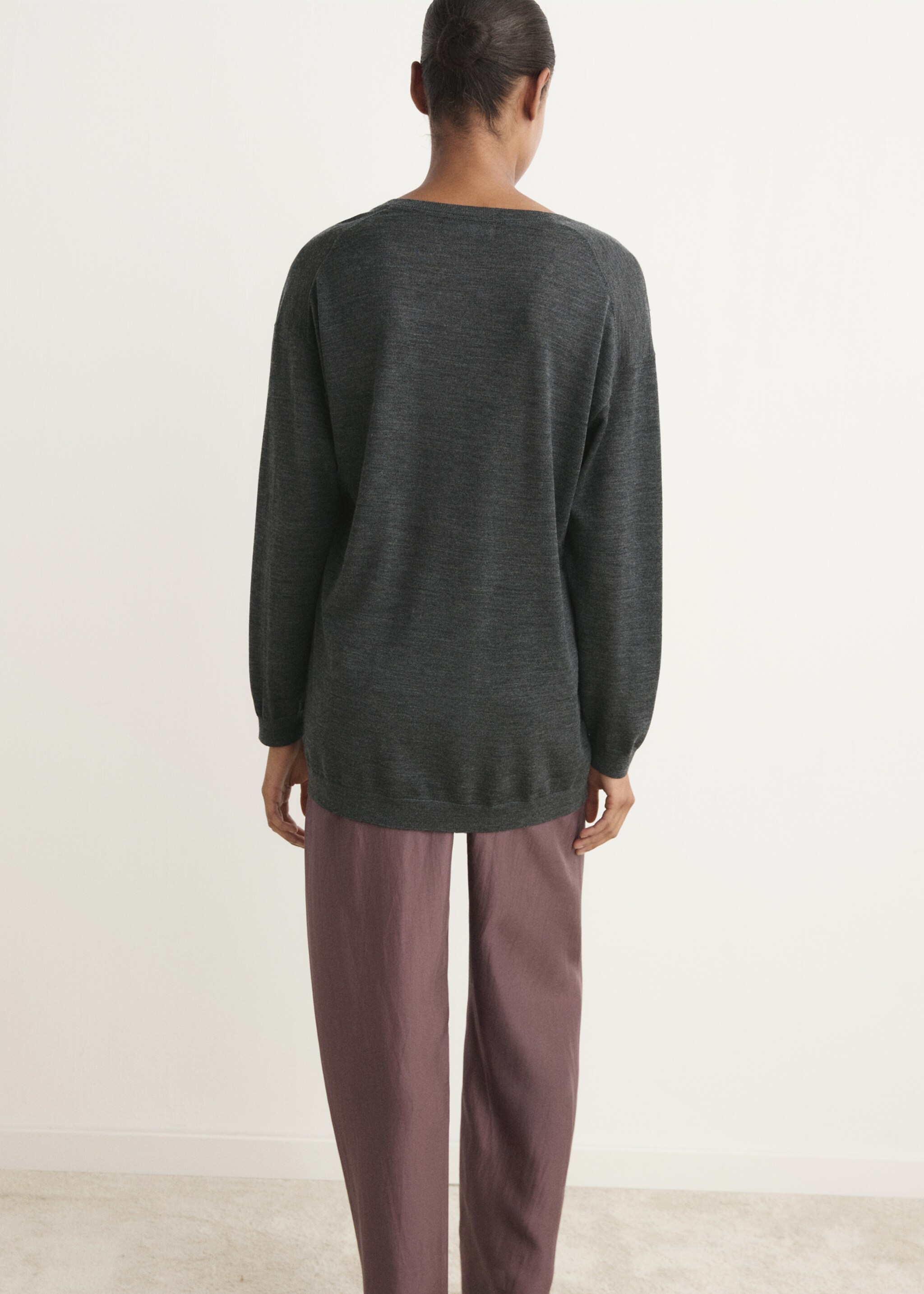 Wool pyjama sweater - Reverse of the article, Charcoal. Ref: 17076722-00.
