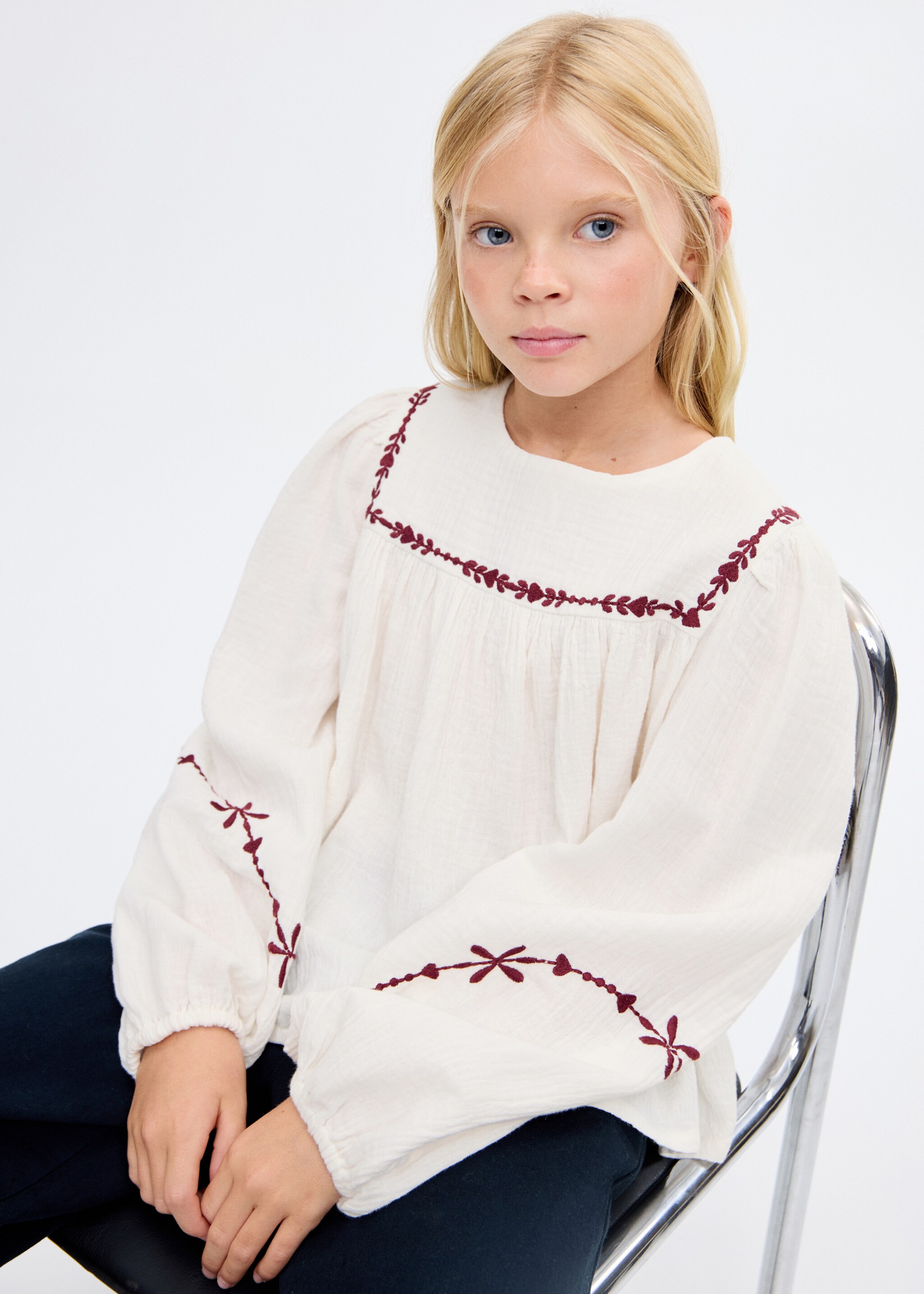 Bambula embroidered blouse - Medium plane, White. Ref: 17076724-00.