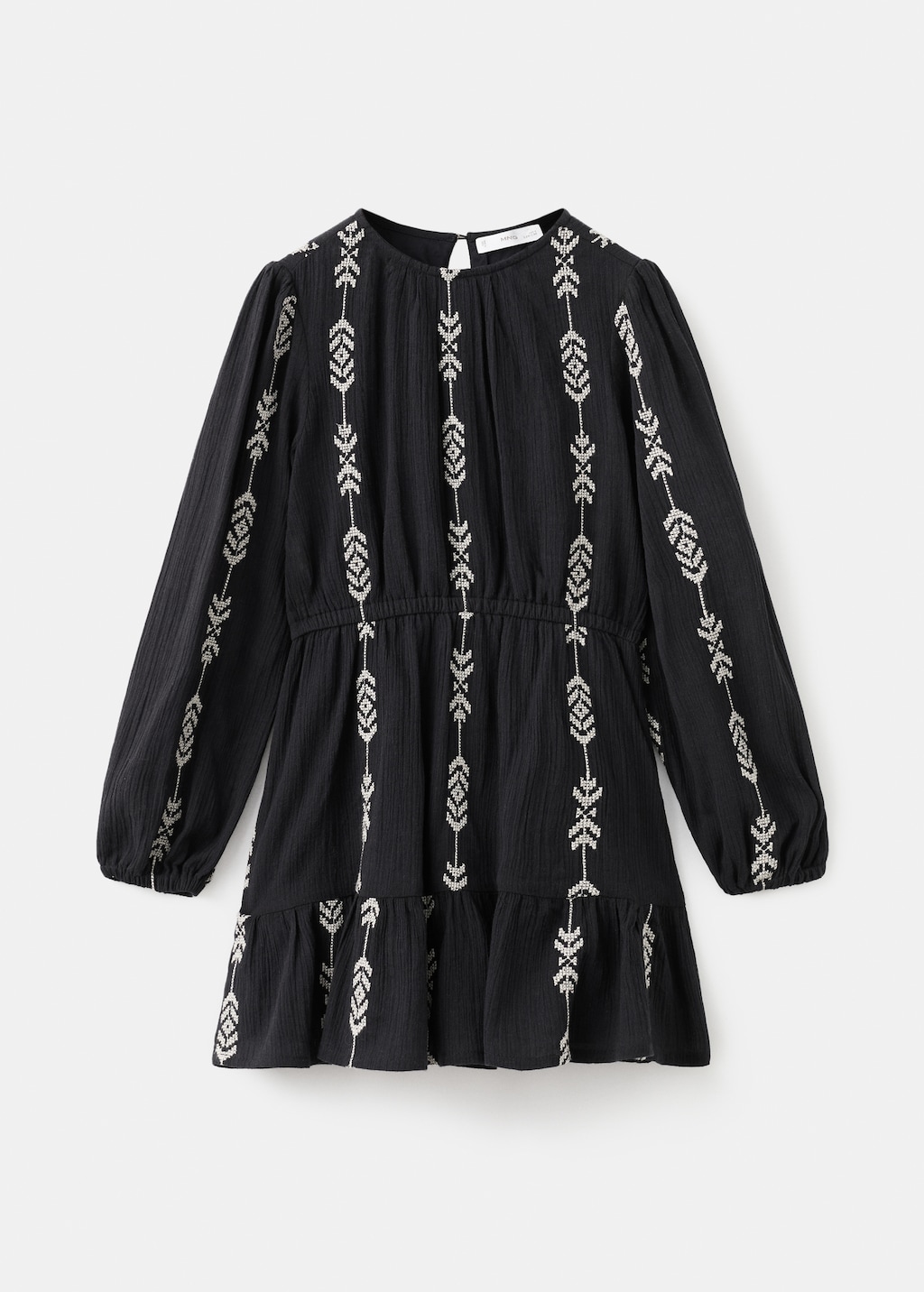 Embroidered flounce dress