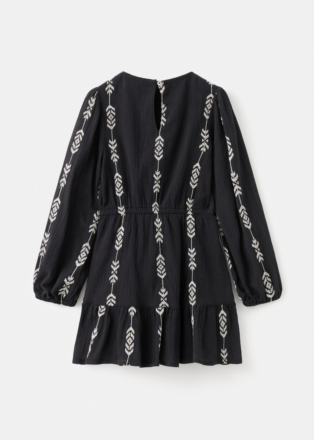 Embroidered flounce dress