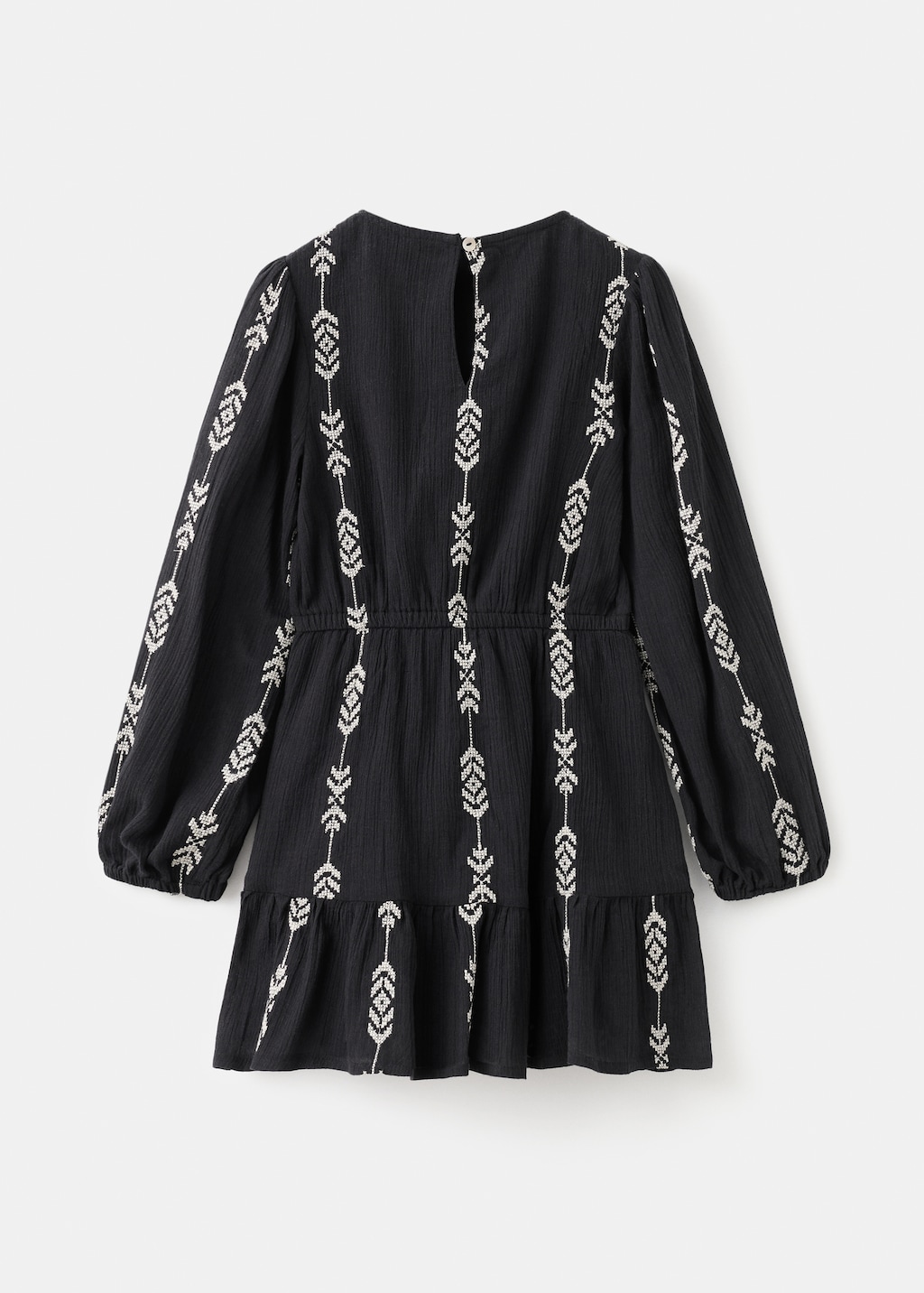 Embroidered flounce dress