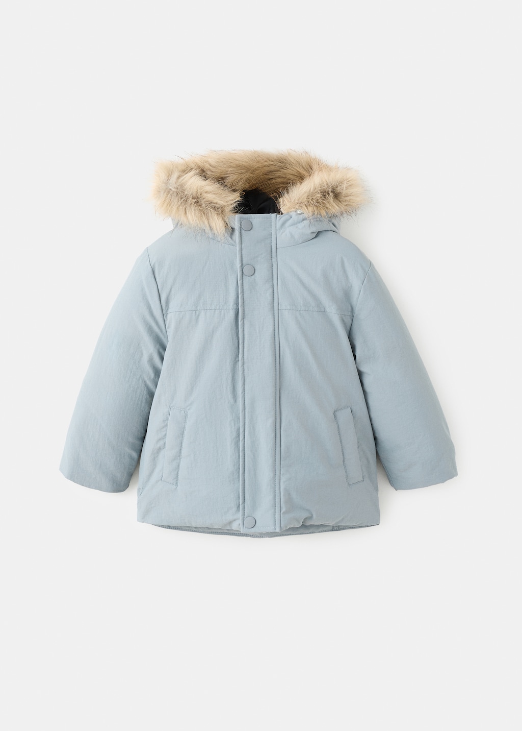 Anorak with shearling-effect hood