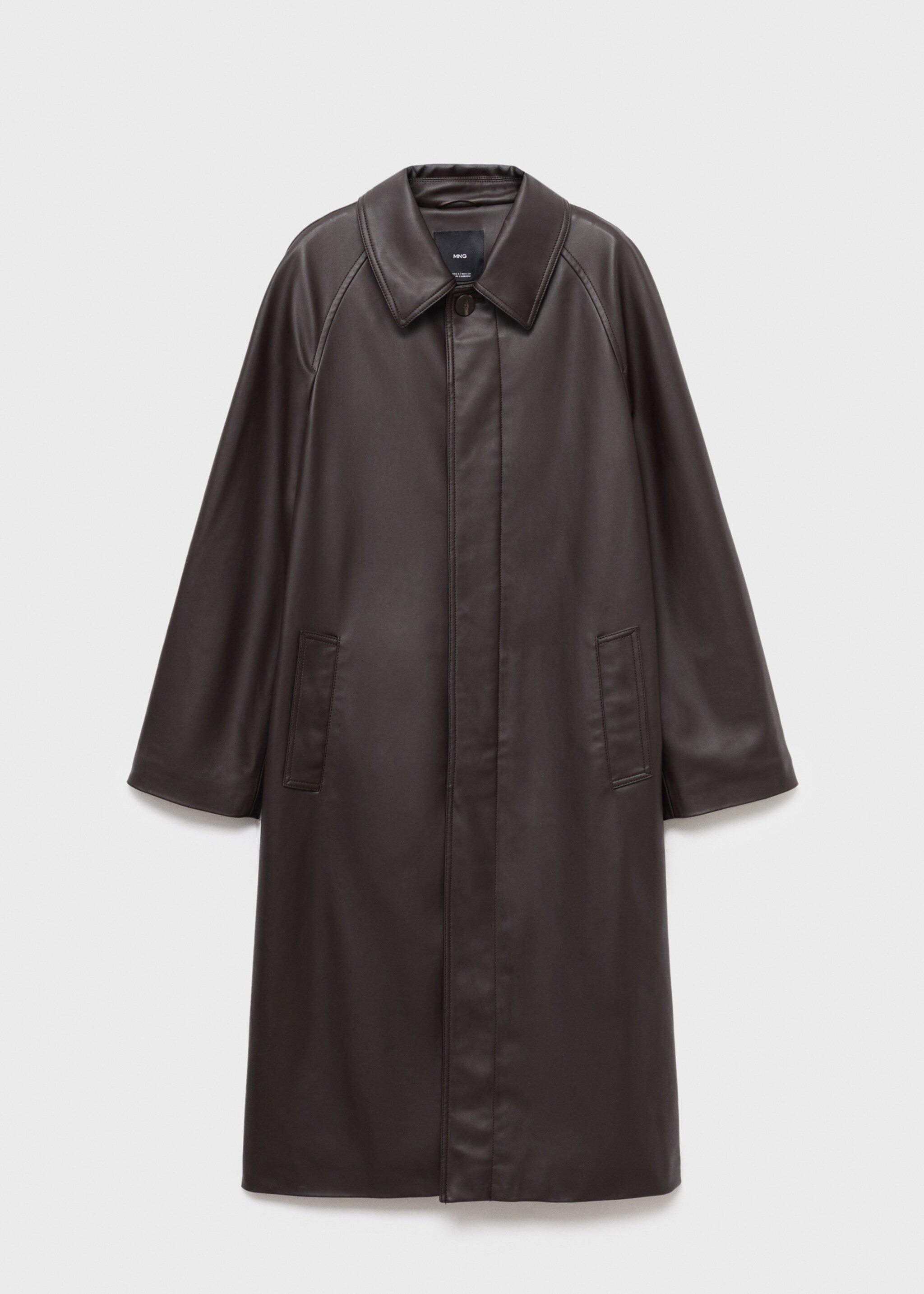 Long leather-effect trench coat - Article without model, Chocolate. Ref: 17076733-00.