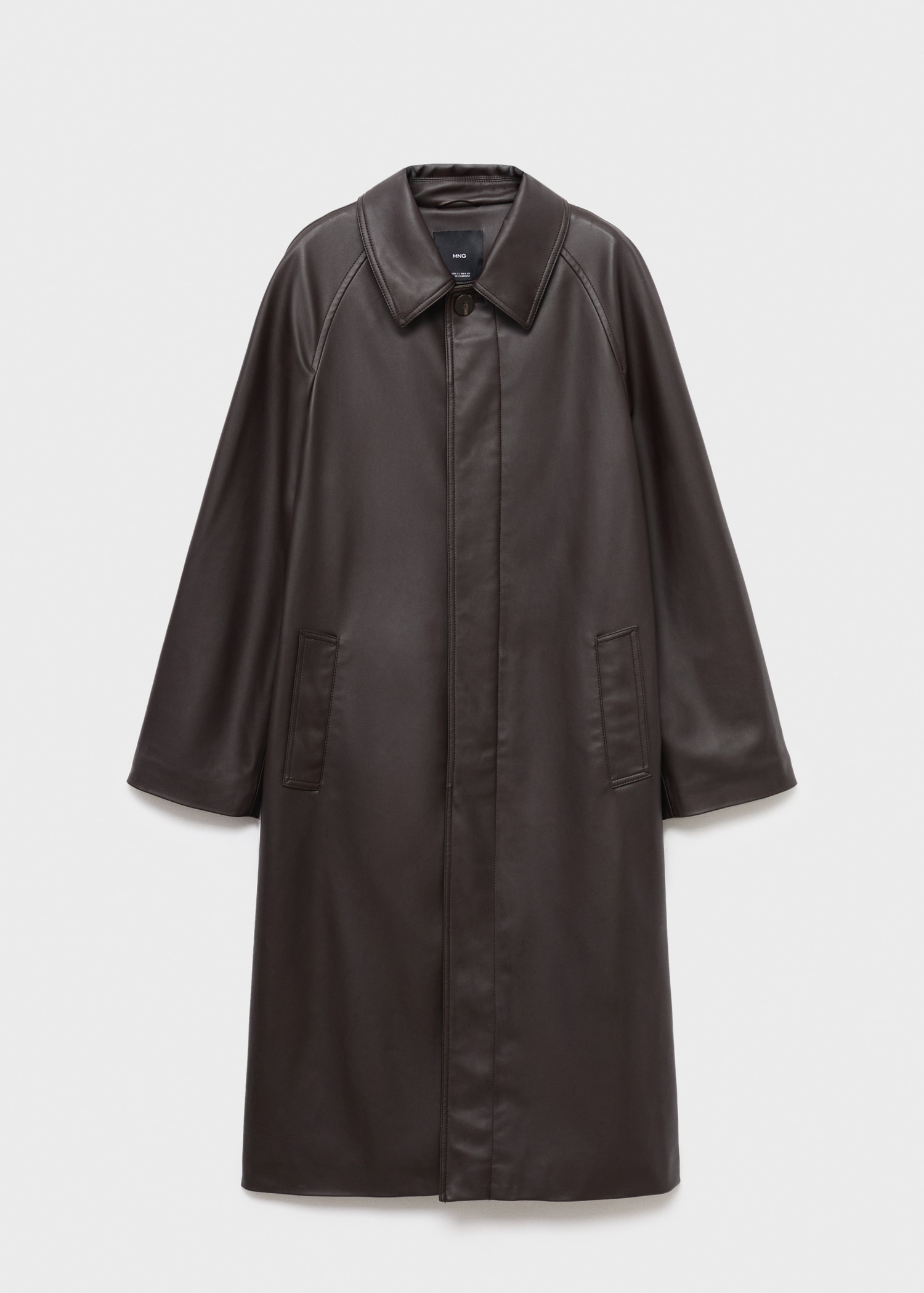 Long leather-effect trench coat - Article without model