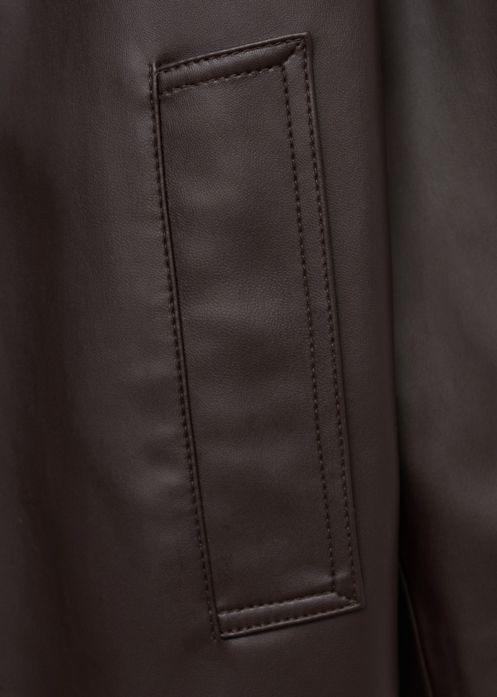 Long leather-effect trench coat - Details of the article 0, Chocolate. Ref: 17076733-00.