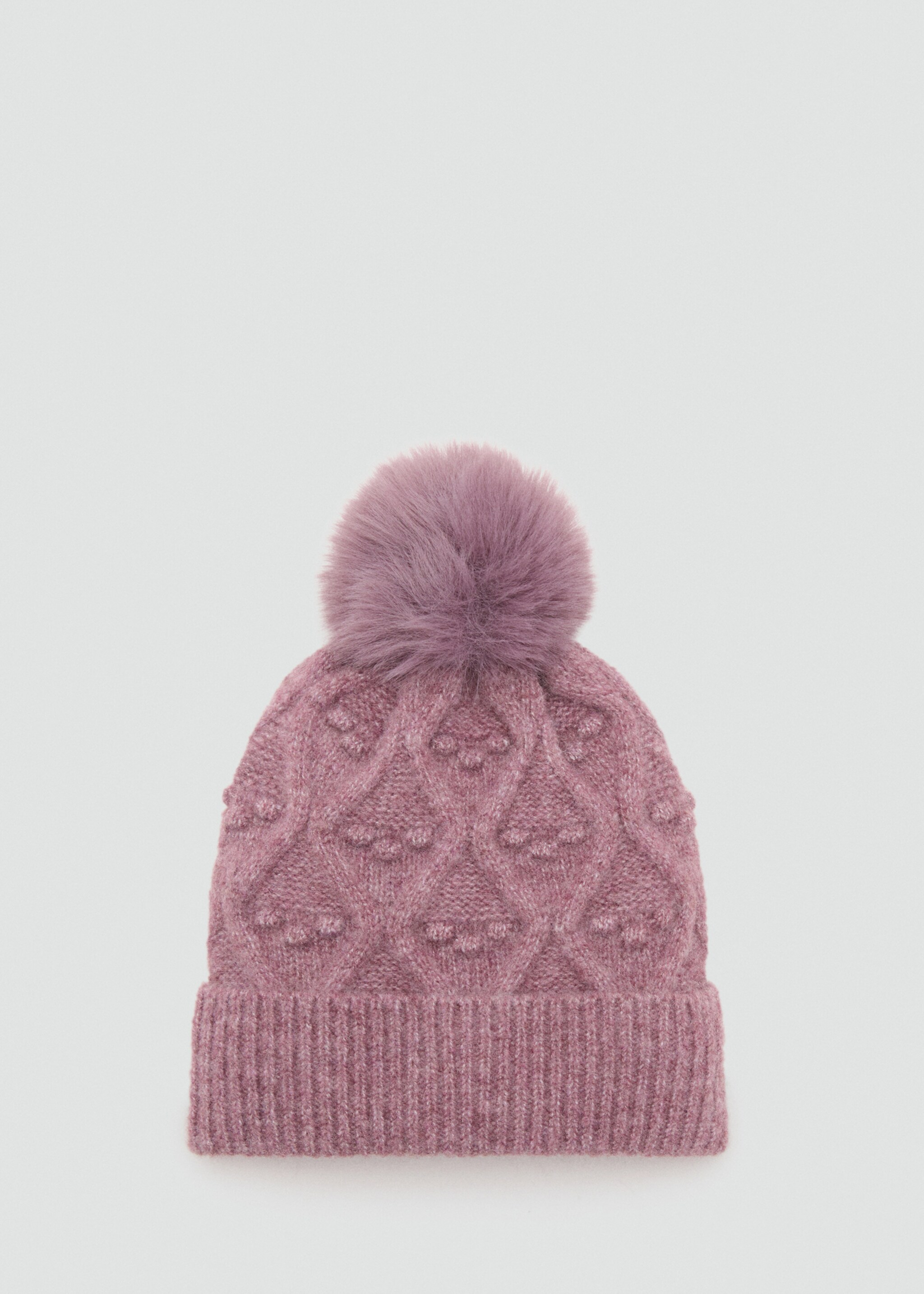 Textured pom-pom hat - Modelsiz ürün, Şarap Rengi. Ref: 17076734-00.