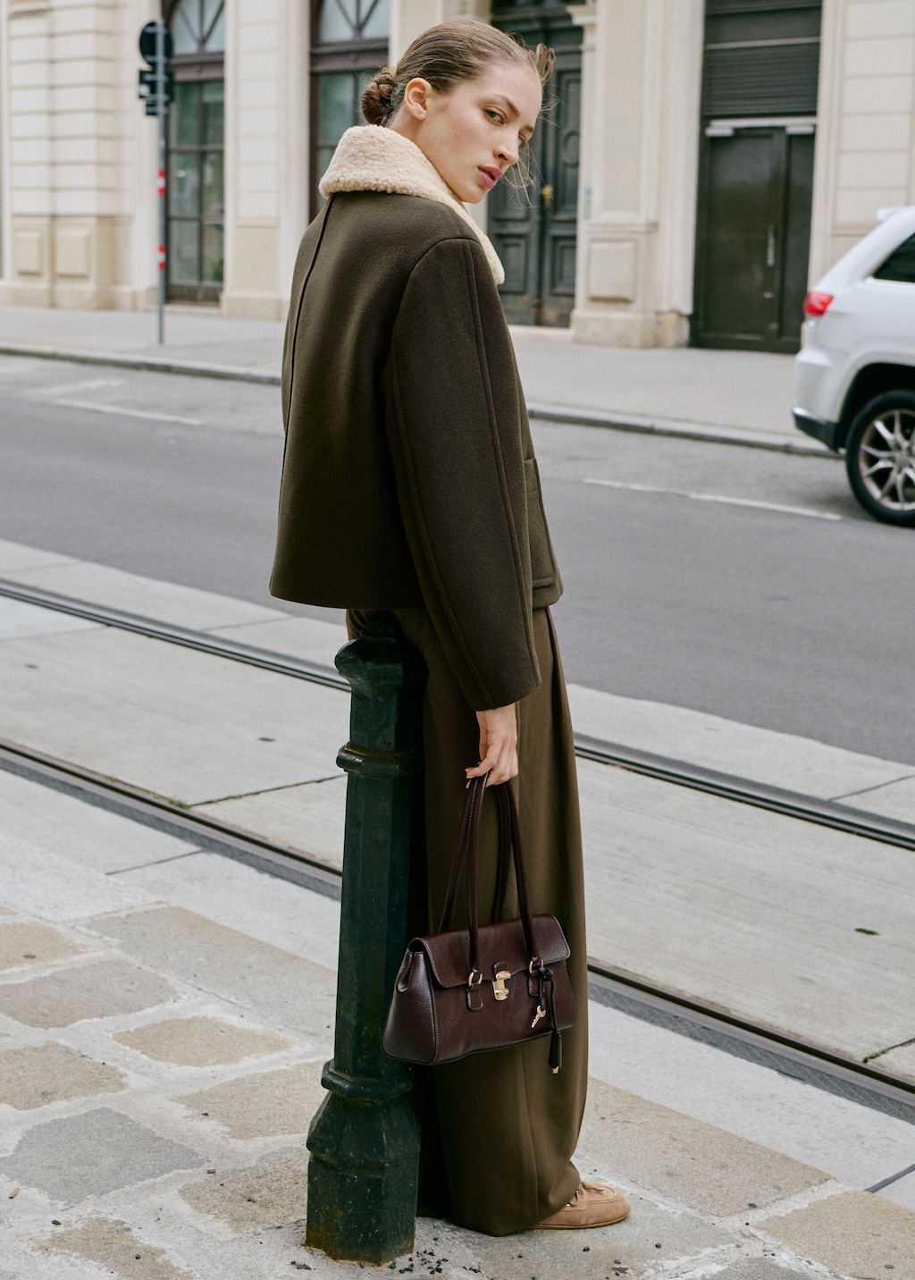 Wool-blend jacket with detachable collar - Women | MANGO Lithuania