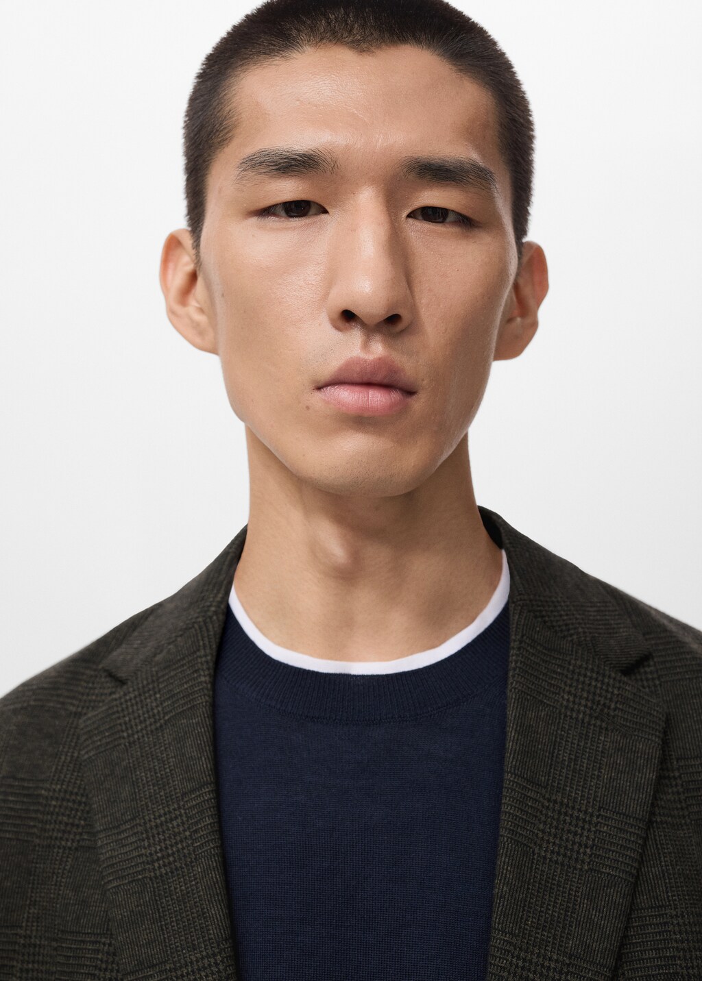 Slim-fit micro-check jacket