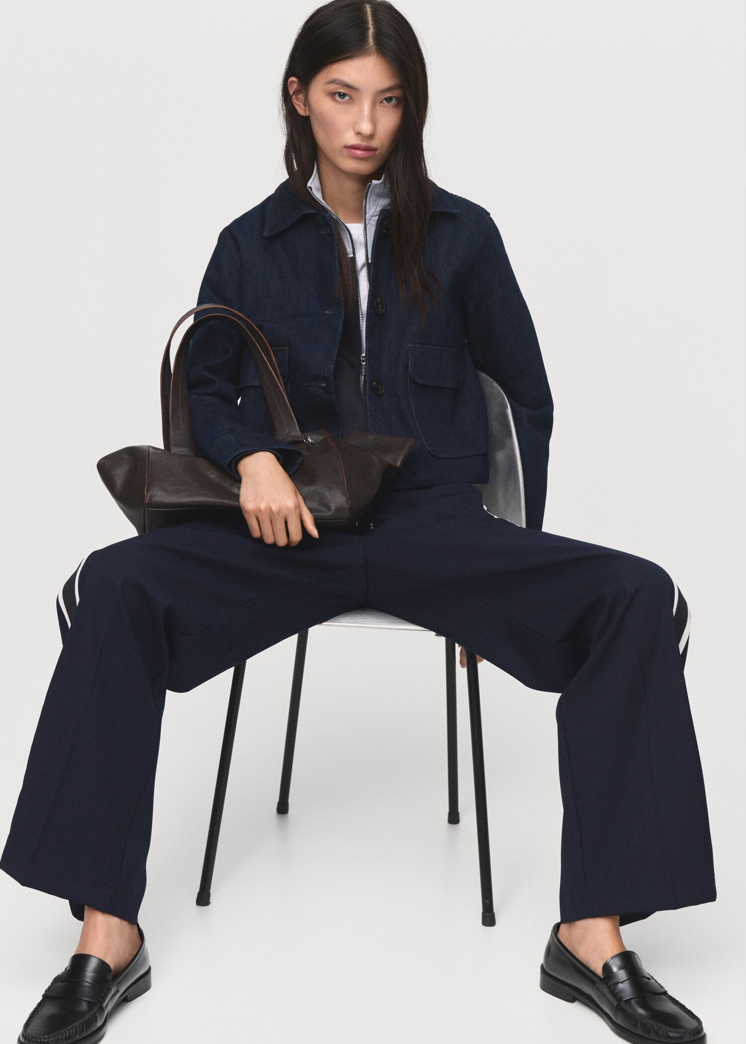 Pantalons rectes ratlla contrast - Detall de l'article 1