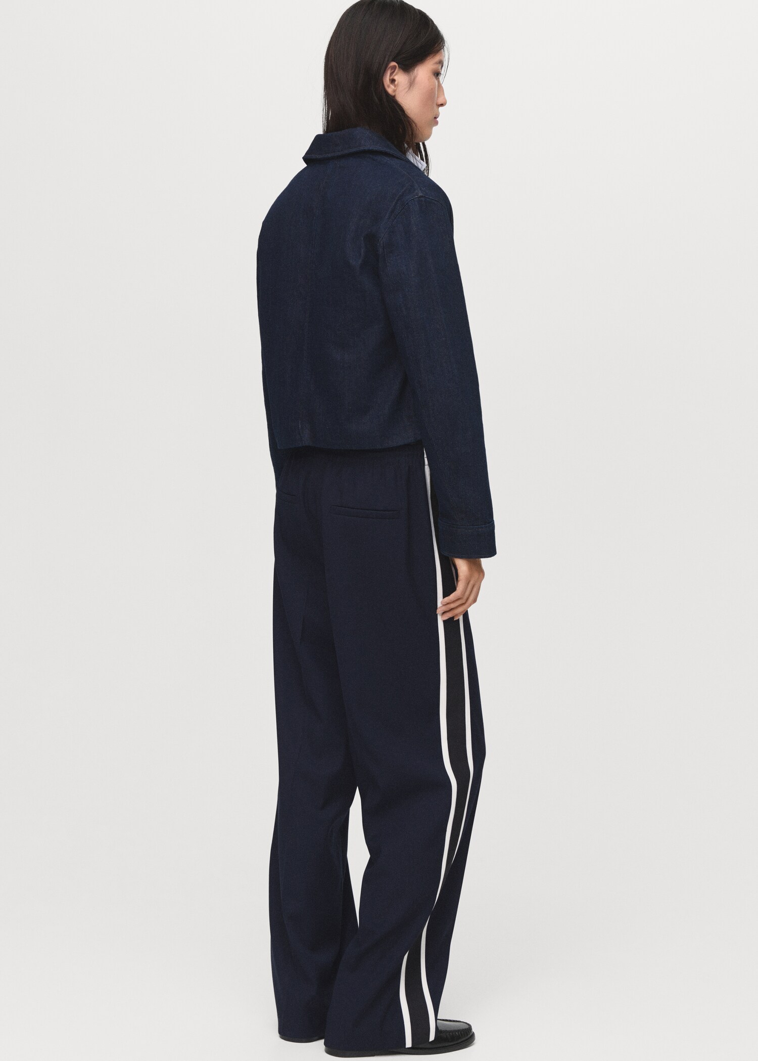 Pantalons rectes ratlla contrast - Revers de l'article