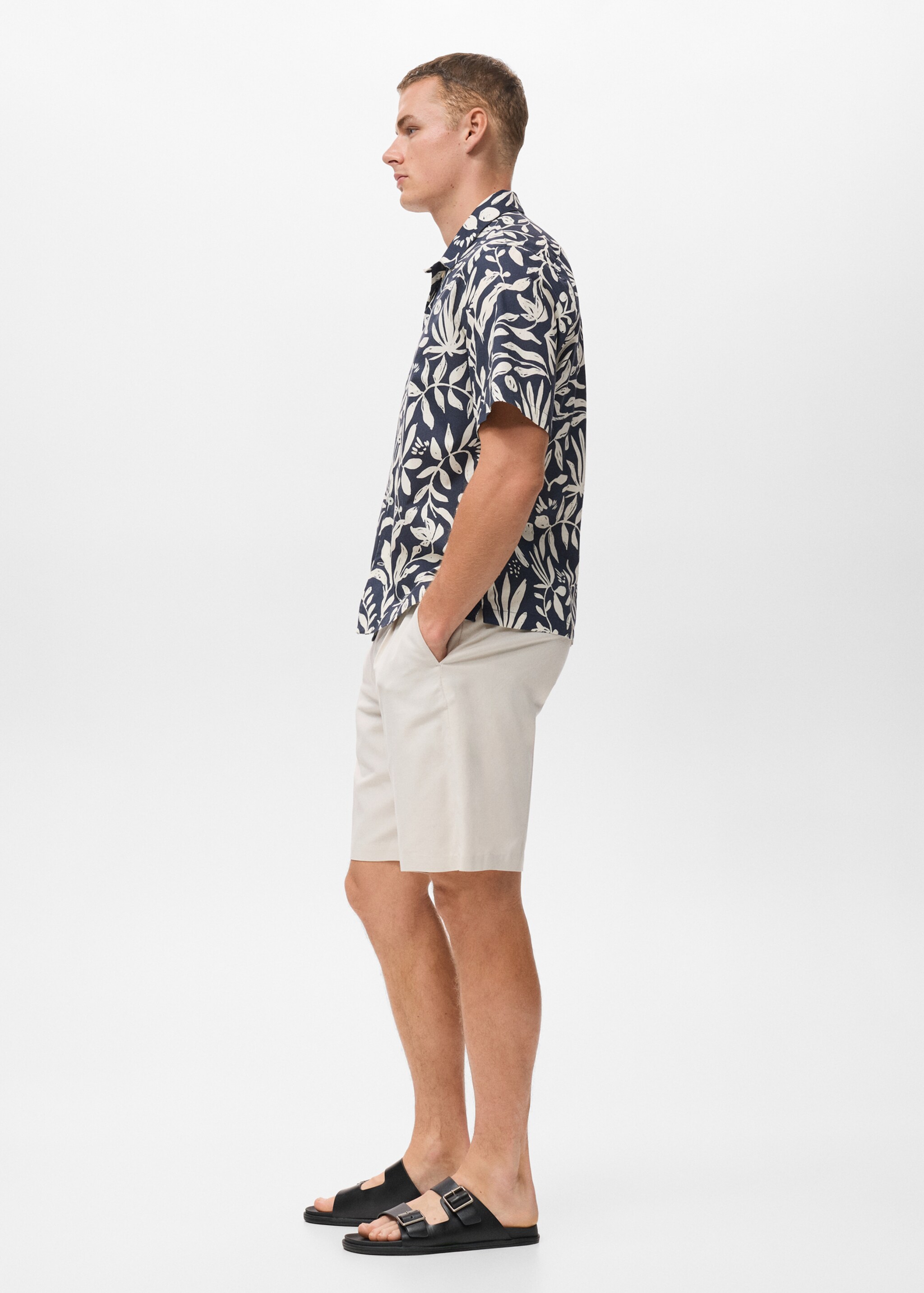 Relaxed-fit printed shirt - Details of the article 2, Indigo Blue. Ref: 17076739-00.